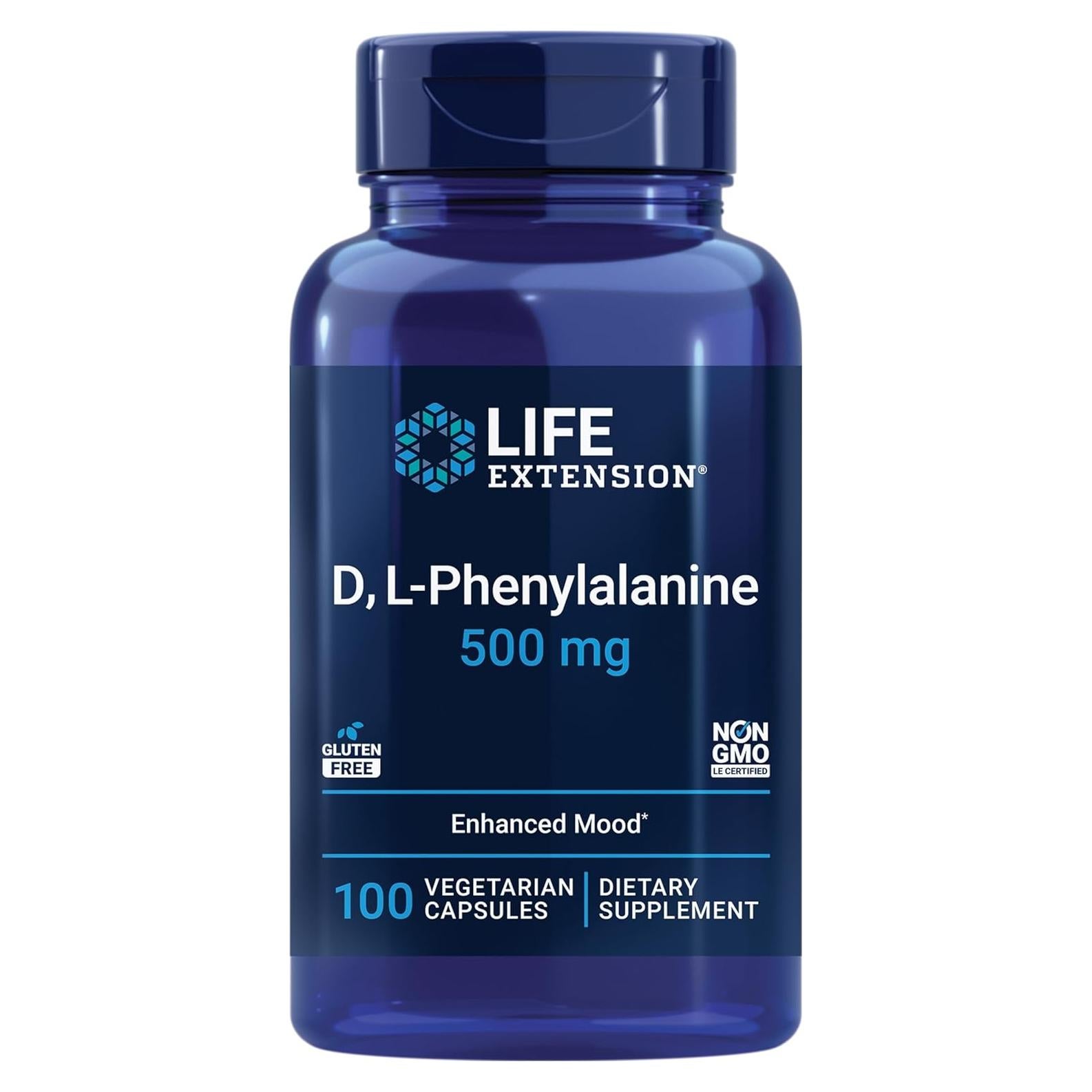 Cápsulas de D, L-Fenilalanina Life Extension 500 mg - 100 Unidades