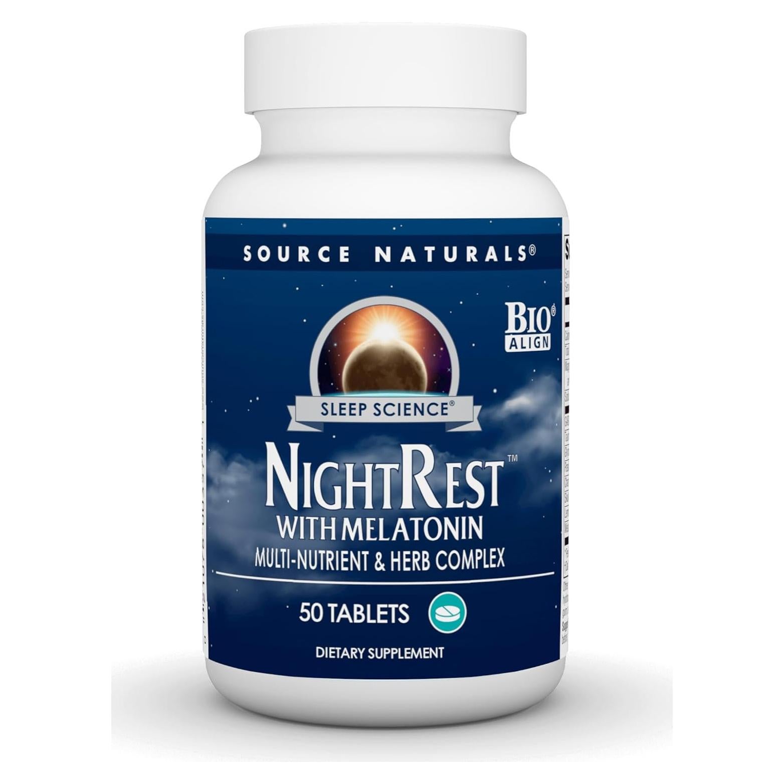 Source Naturals NightRest con Melatonina y Hierbas - 50 Tabletas