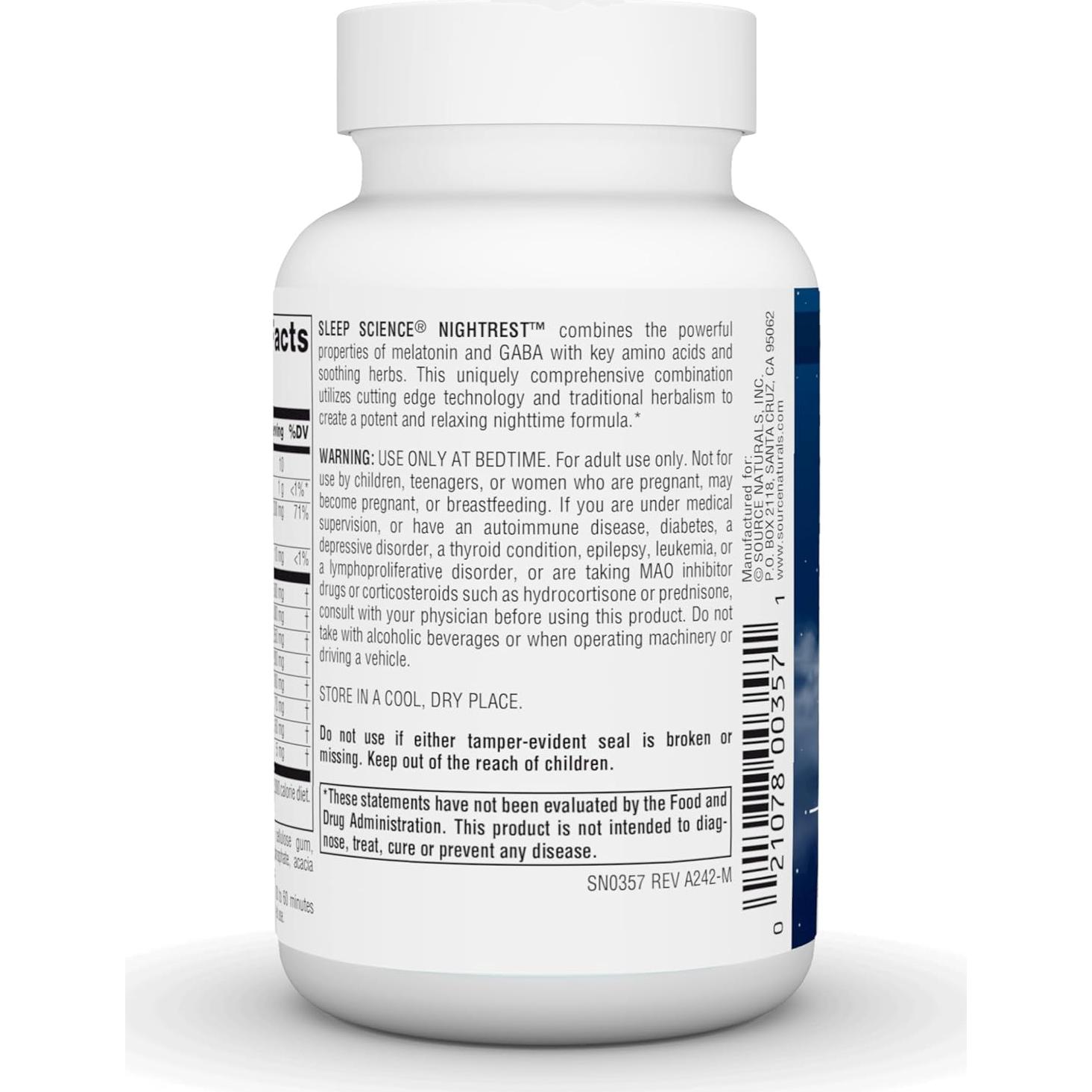 Source Naturals NightRest con Melatonina y Hierbas - 50 Tabletas