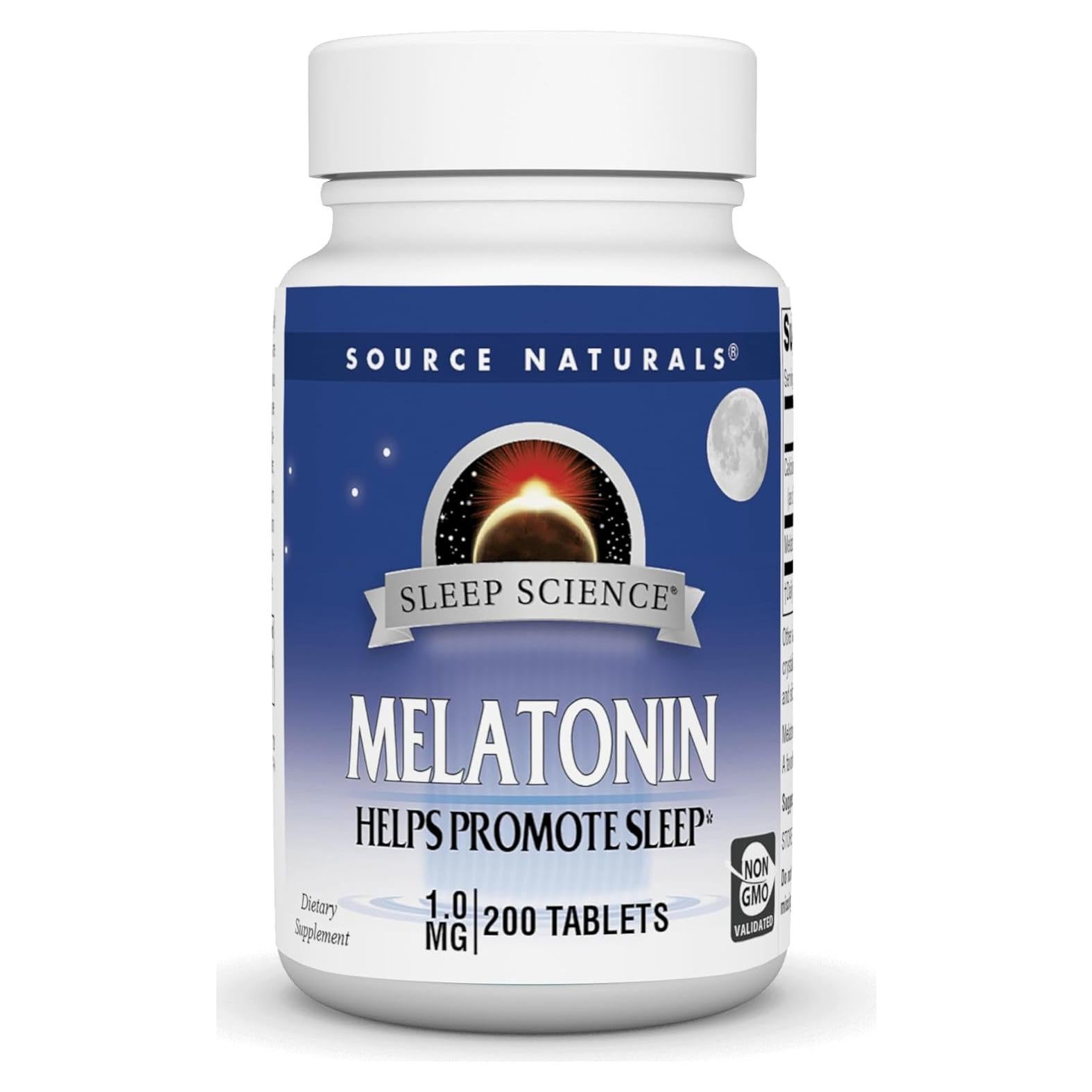 Melatonina 1 mg Source Naturals - 200 Tabletas para Sueño