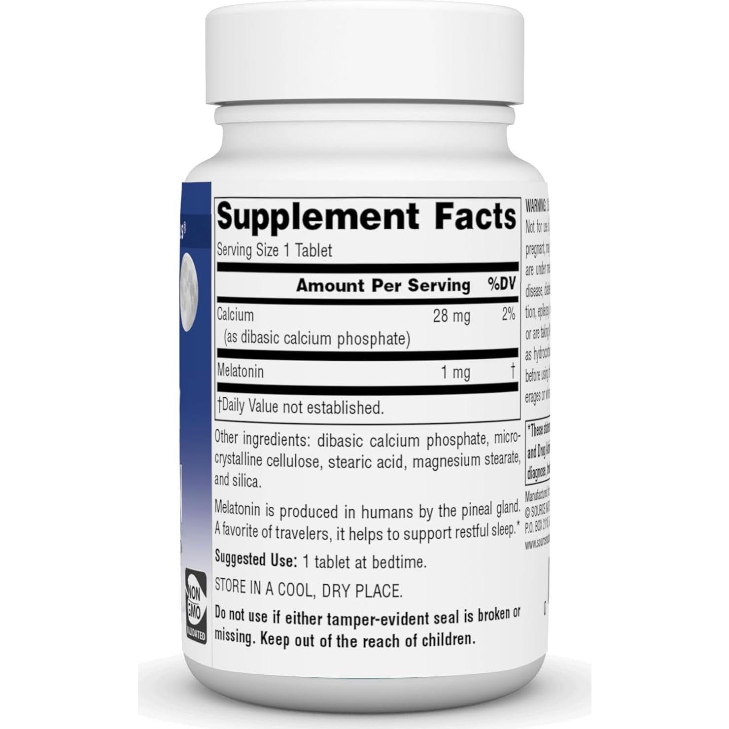 Melatonina 1 mg Source Naturals - 200 Tabletas para Sueño