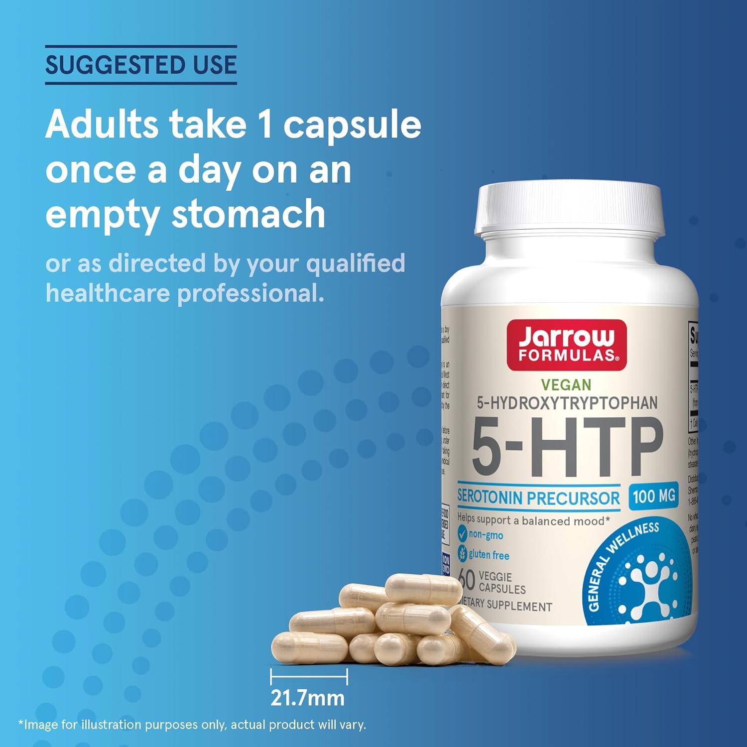 Suplemento 5-HTP Jarrow Formulas 100mg 60 Cápsulas Veganas