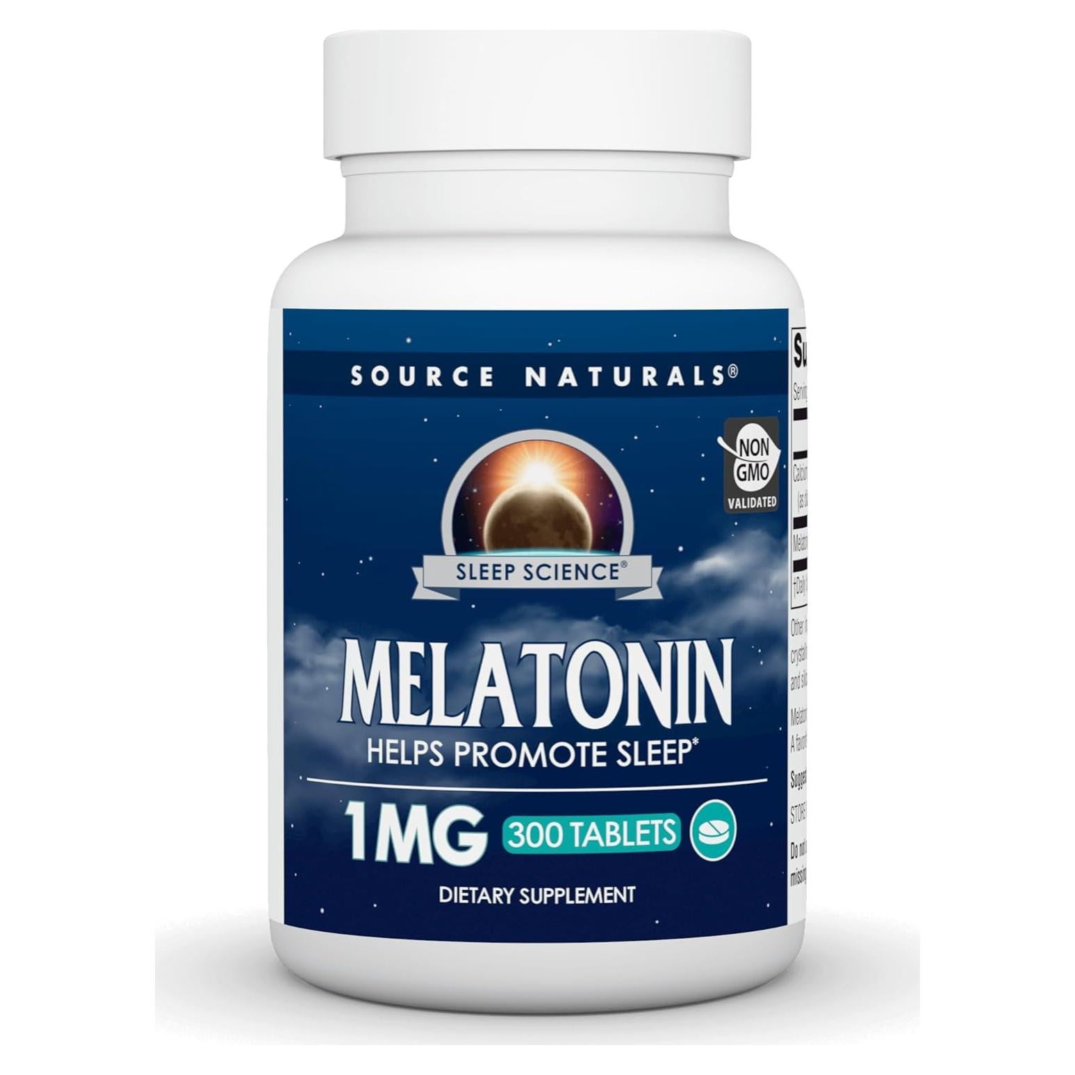 Melatonina Source Naturals 1 mg - 300 Tabletas No-OGM