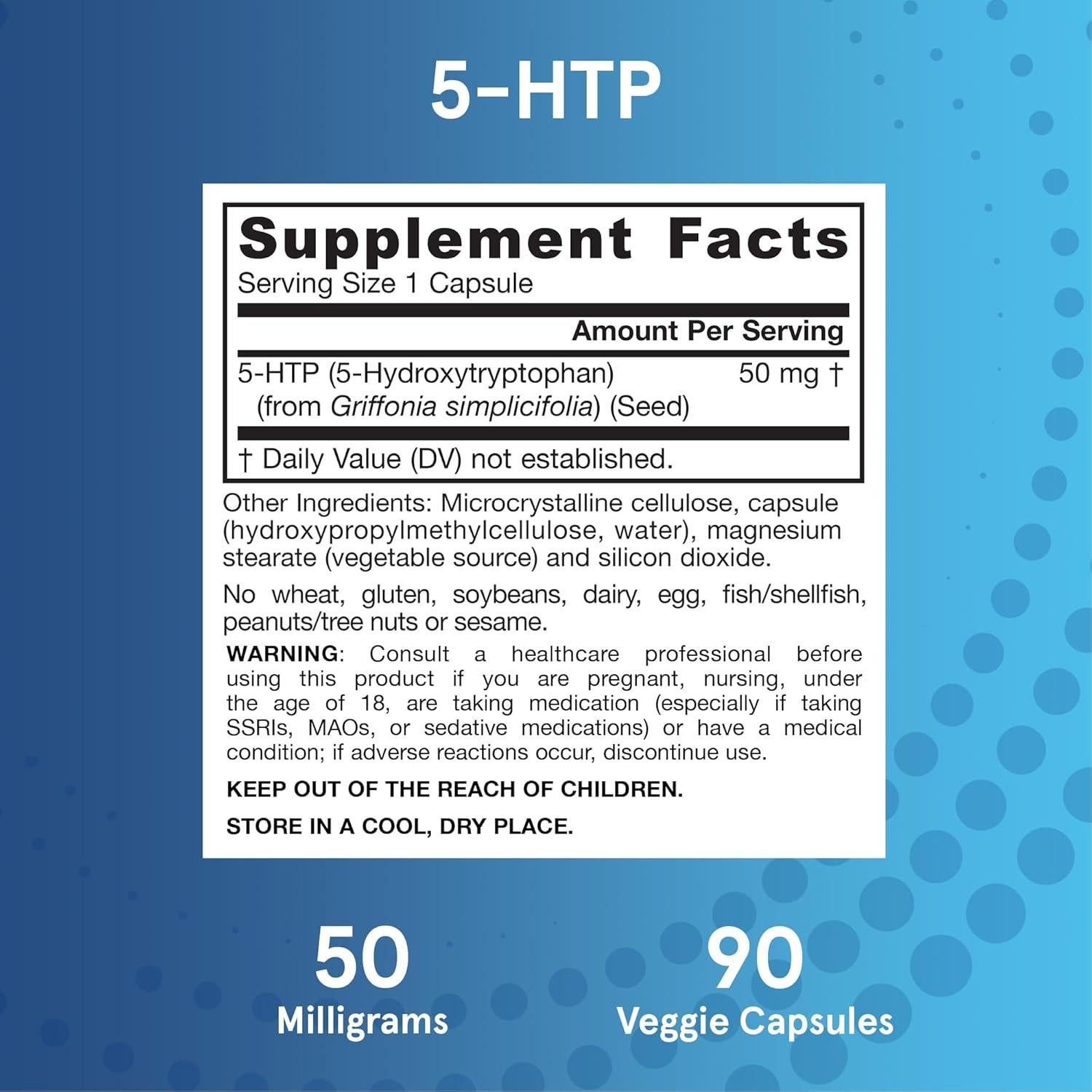 Suplemento 5-HTP Jarrow Formulas 100 mg 90 Cápsulas Veganas