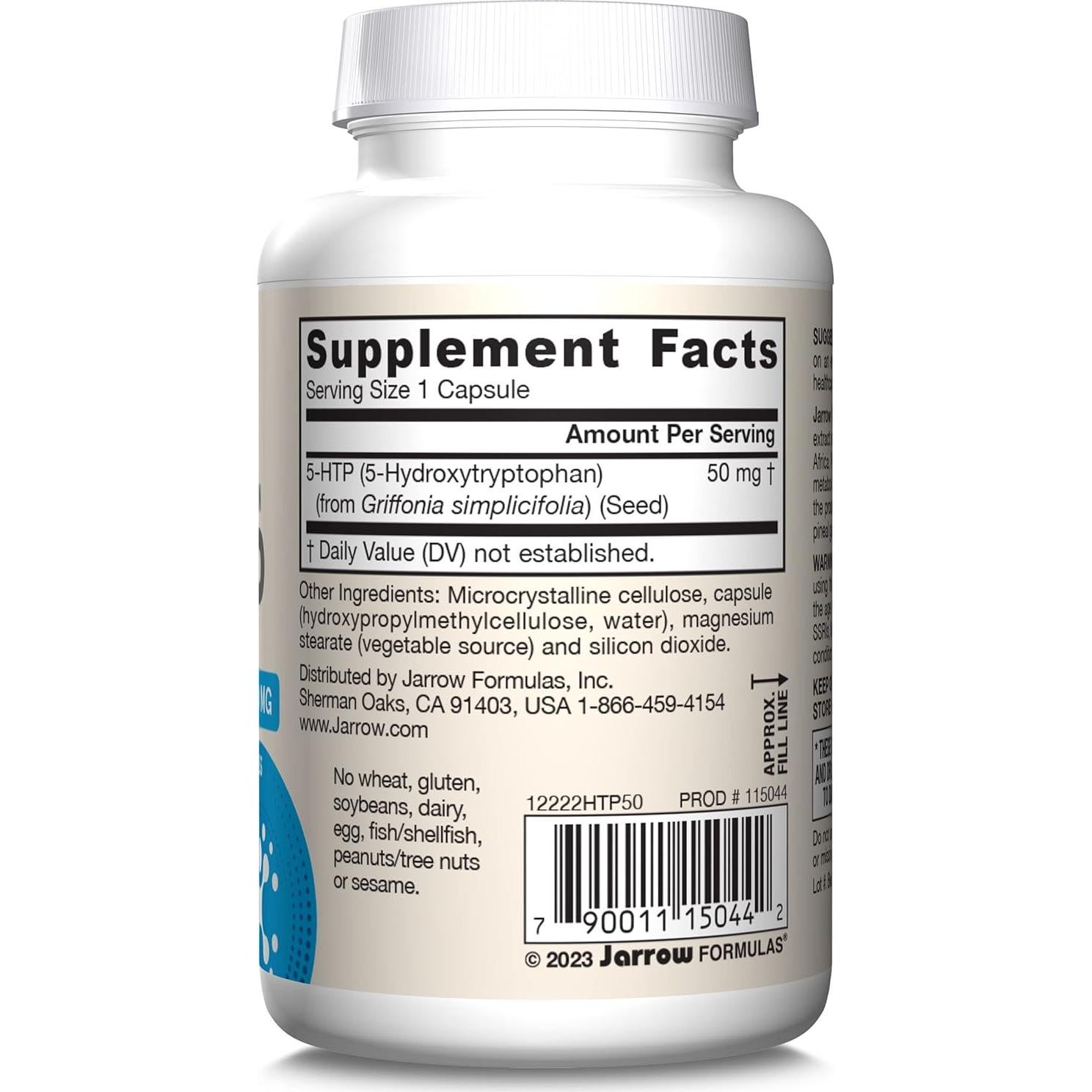 Suplemento 5-HTP Jarrow Formulas 100 mg 90 Cápsulas Veganas