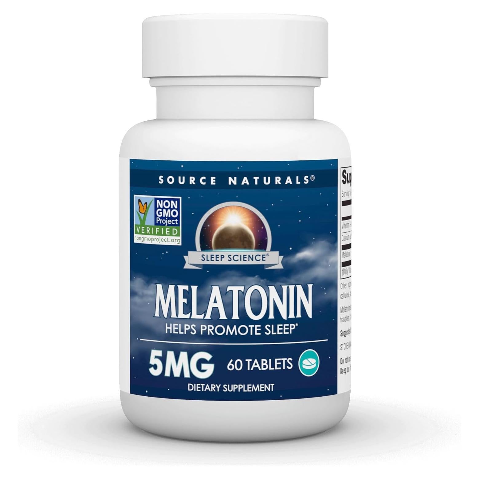 Melatonina Source Naturals 5 mg - 60 Tabletas para Sueño
