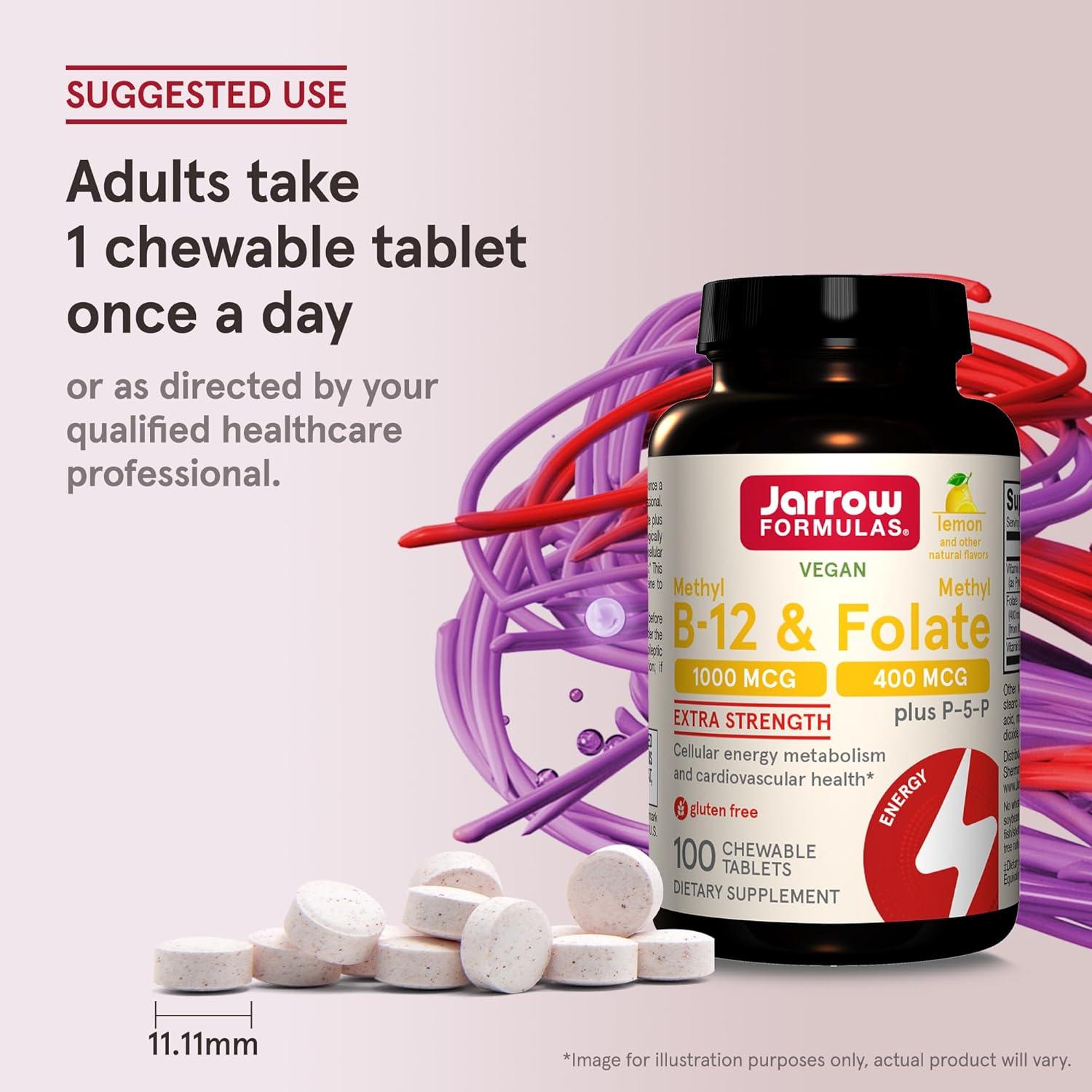 Suplemento Jarrow Formulas Metil B-12 1000 mcg y Folato 400 mcg