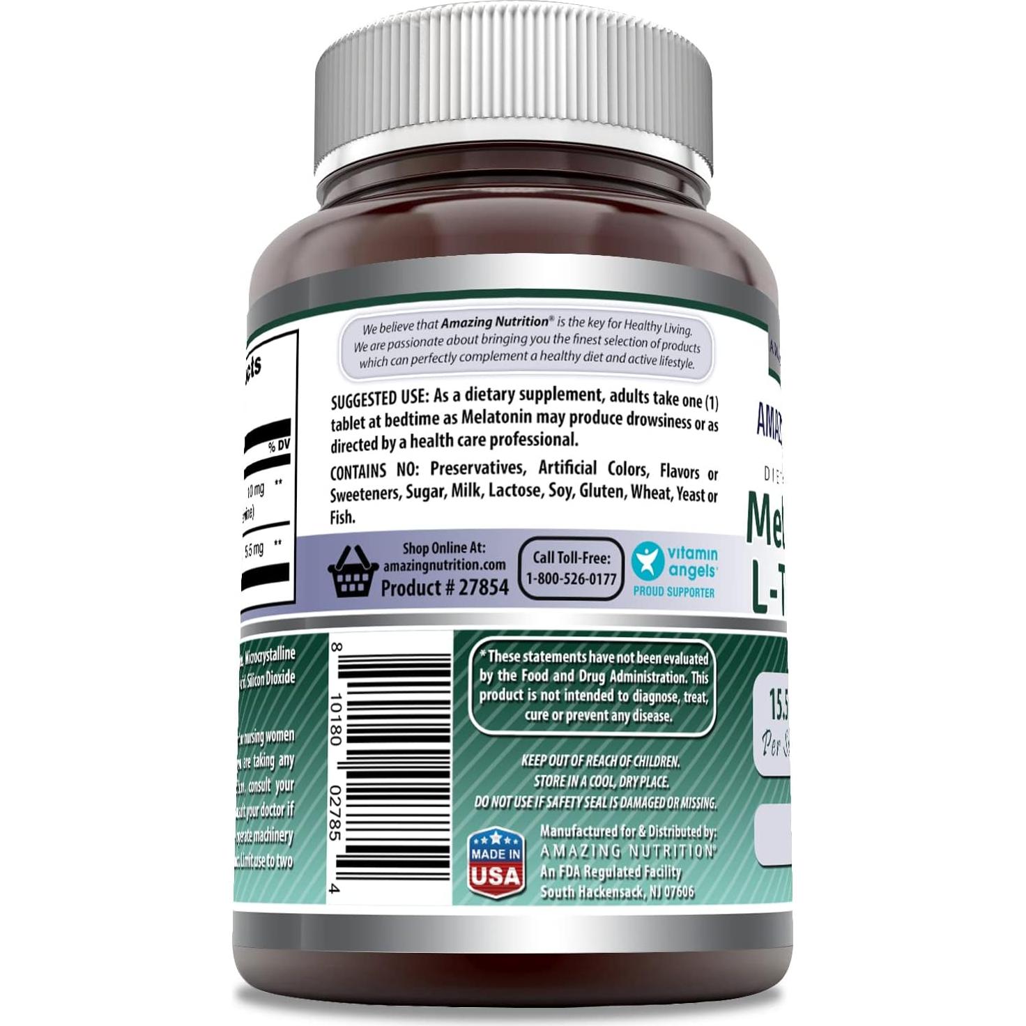 Suplemento de Melatonina Plus L-Theanine 120 Tabletas 15.5 mg