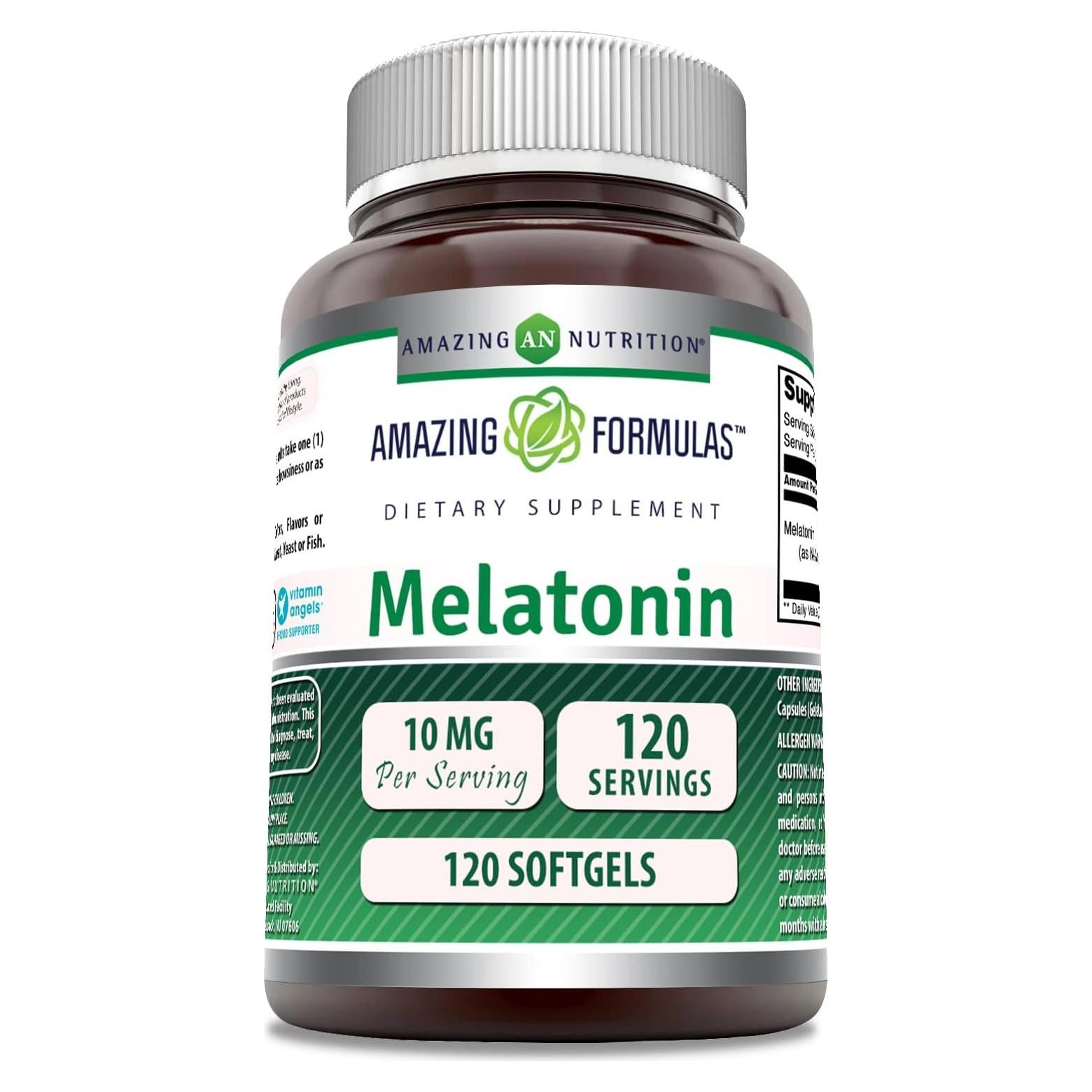Suplemento de Melatonina Fórmulas Asombrosas 10 Mg 120 Gelatinas