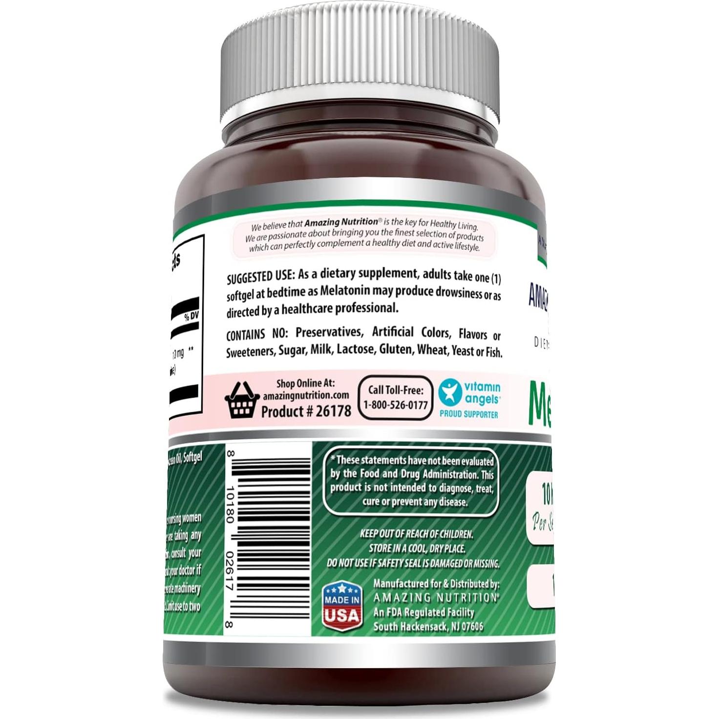 Suplemento de Melatonina Fórmulas Asombrosas 10 Mg 120 Gelatinas