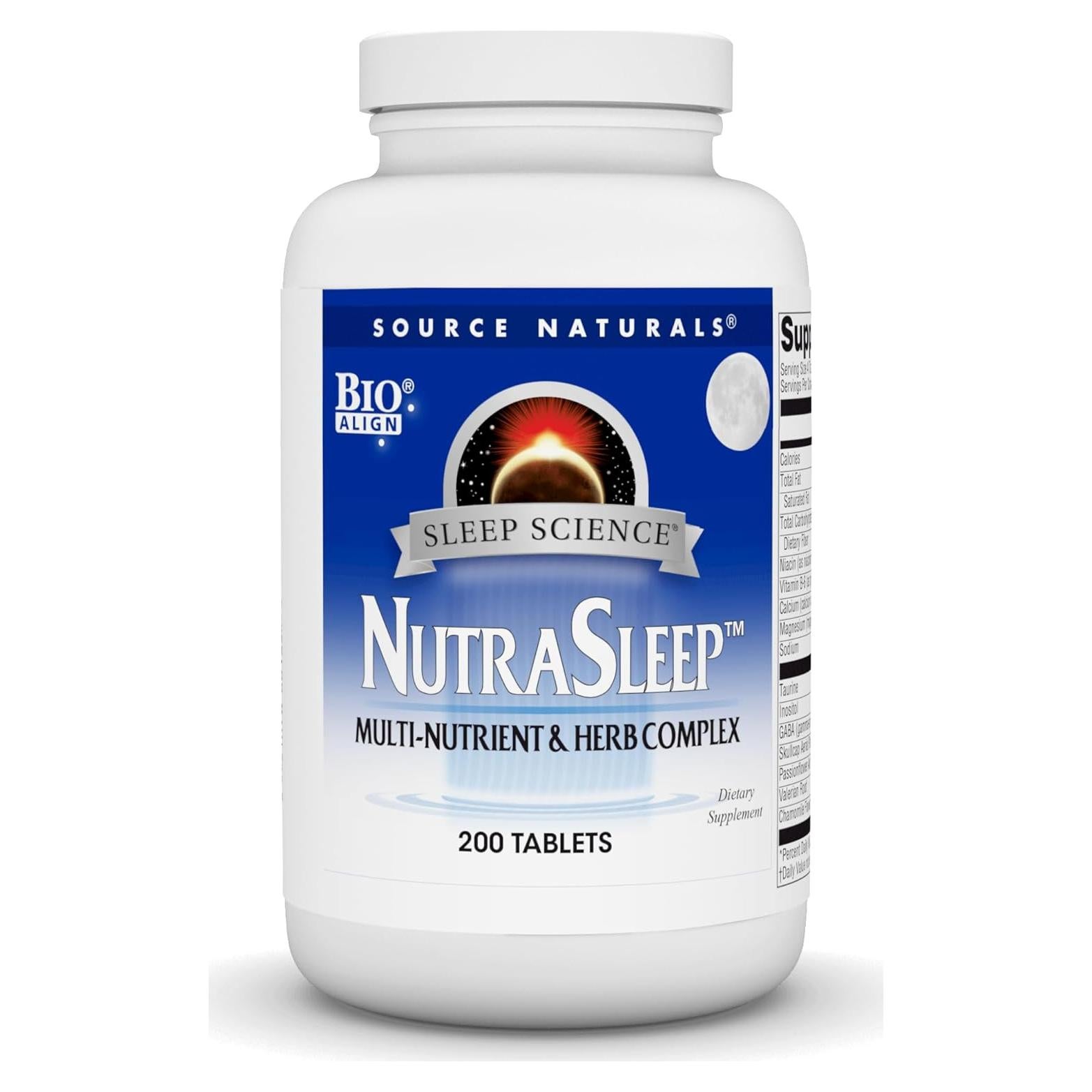 NutraSleep Source Naturals 200 Tabletas - Suplemento Relajante