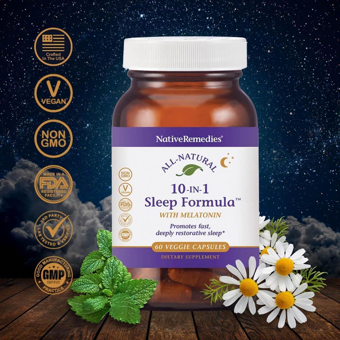 Suplemento Natural para Dormir Remedios Nativos 60 Cápsulas