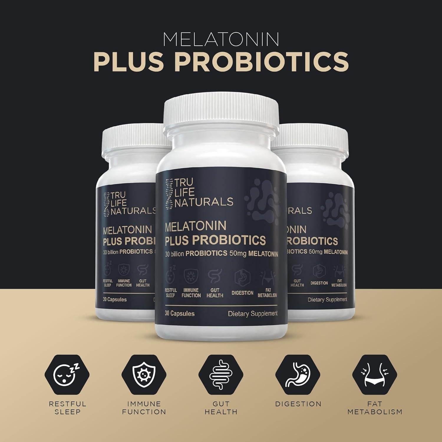 Melatonina 50mg + Probioticos 30 Bill CFU - Suplemento Nocturno