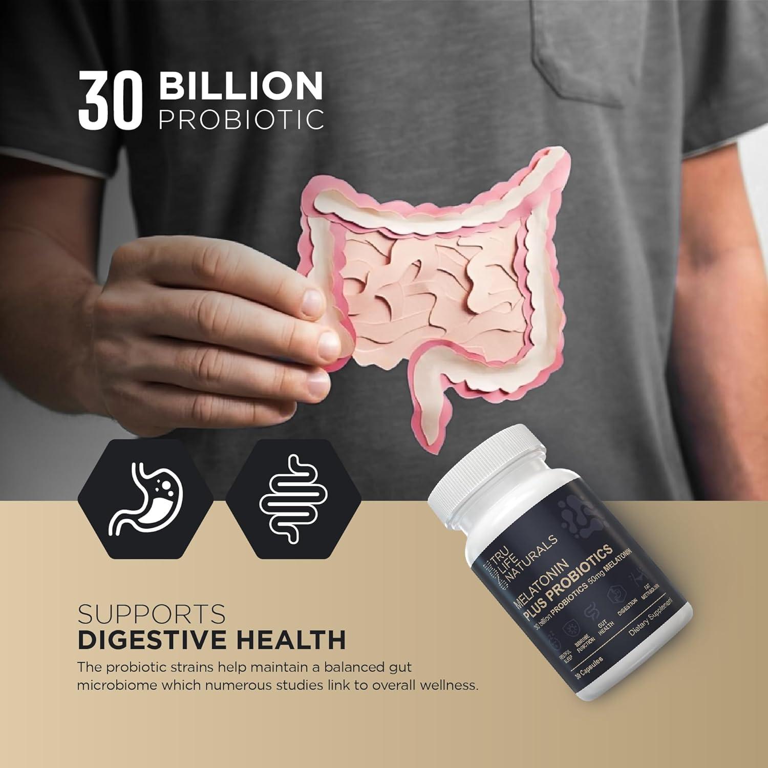 Melatonina 50mg + Probioticos 30 Bill CFU - Suplemento Nocturno