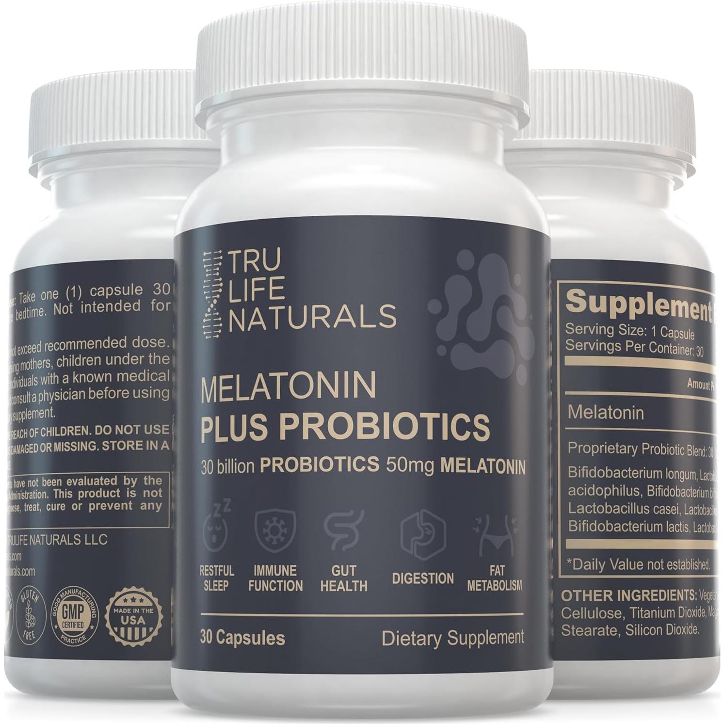 Melatonina 50mg + Probioticos 30 Bill CFU - Suplemento Nocturno