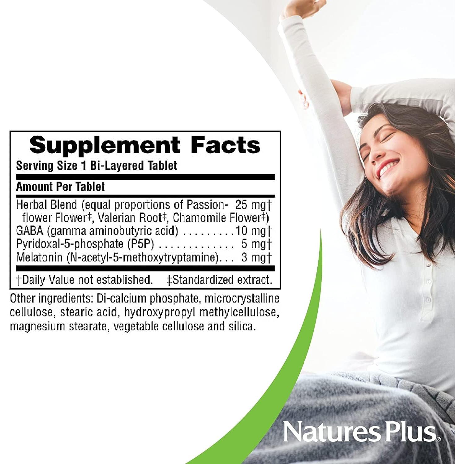 Melatonina 3 mg Natures Plus - 60 Tabletas Doble Capa con Manzanilla