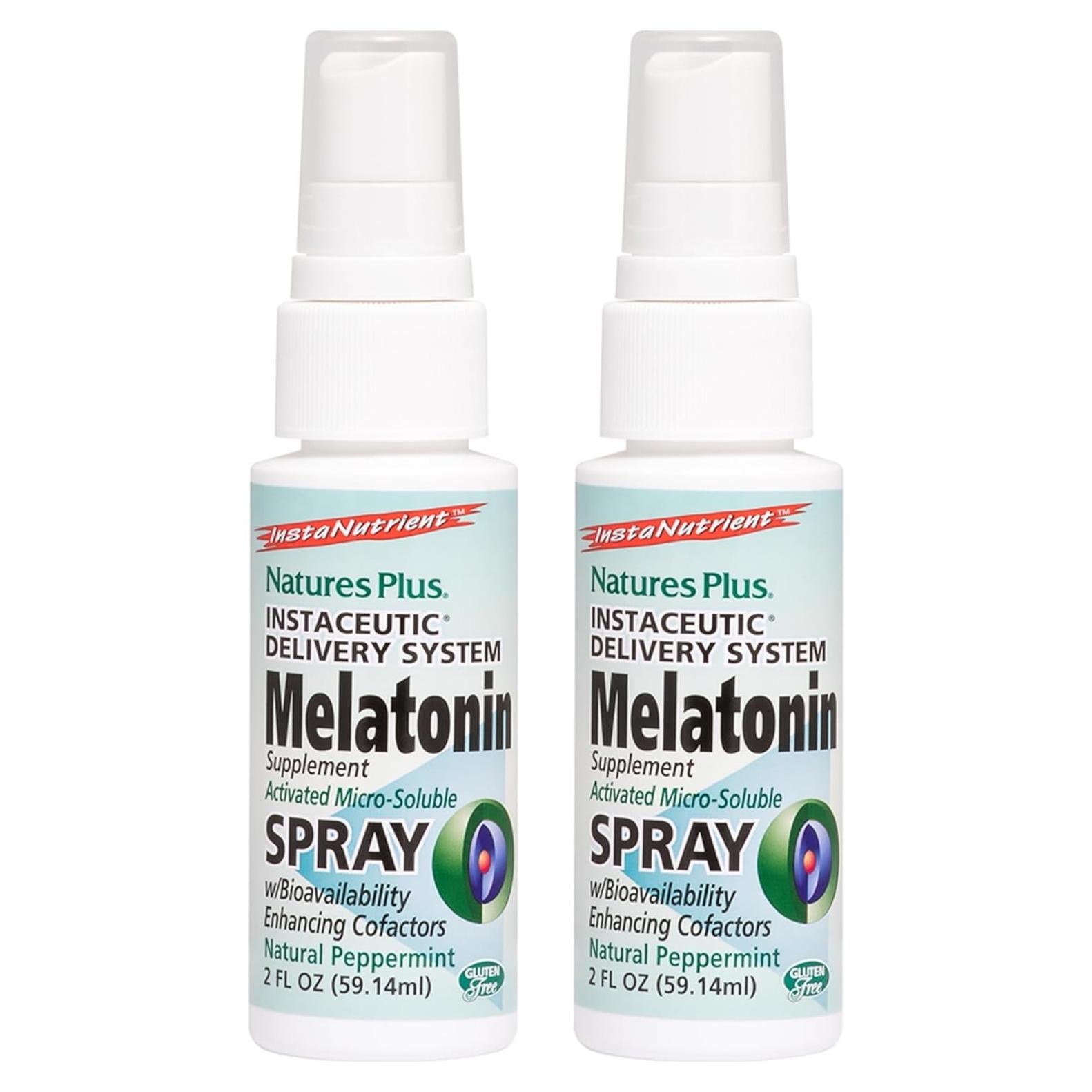 Spray de Melatonina Natures Plus 59 ml Sabor Menta - Paquete de 2