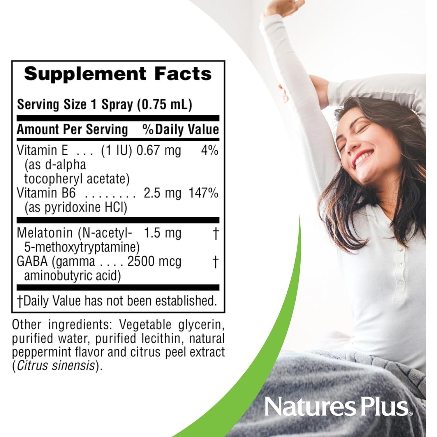 Spray de Melatonina Natures Plus 59 ml Sabor Menta - Paquete de 2