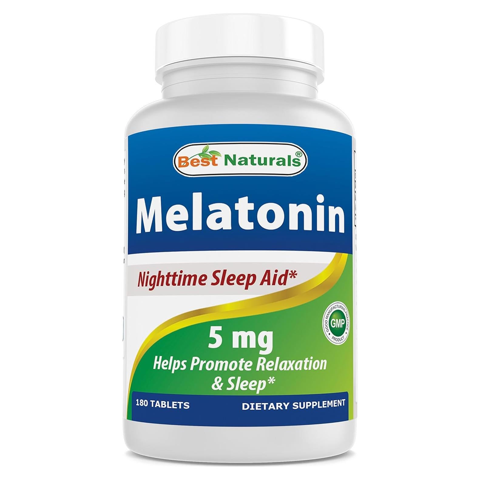 Melatonina 5 mg Mejores Naturales 180 Tabletas Sin Gluten