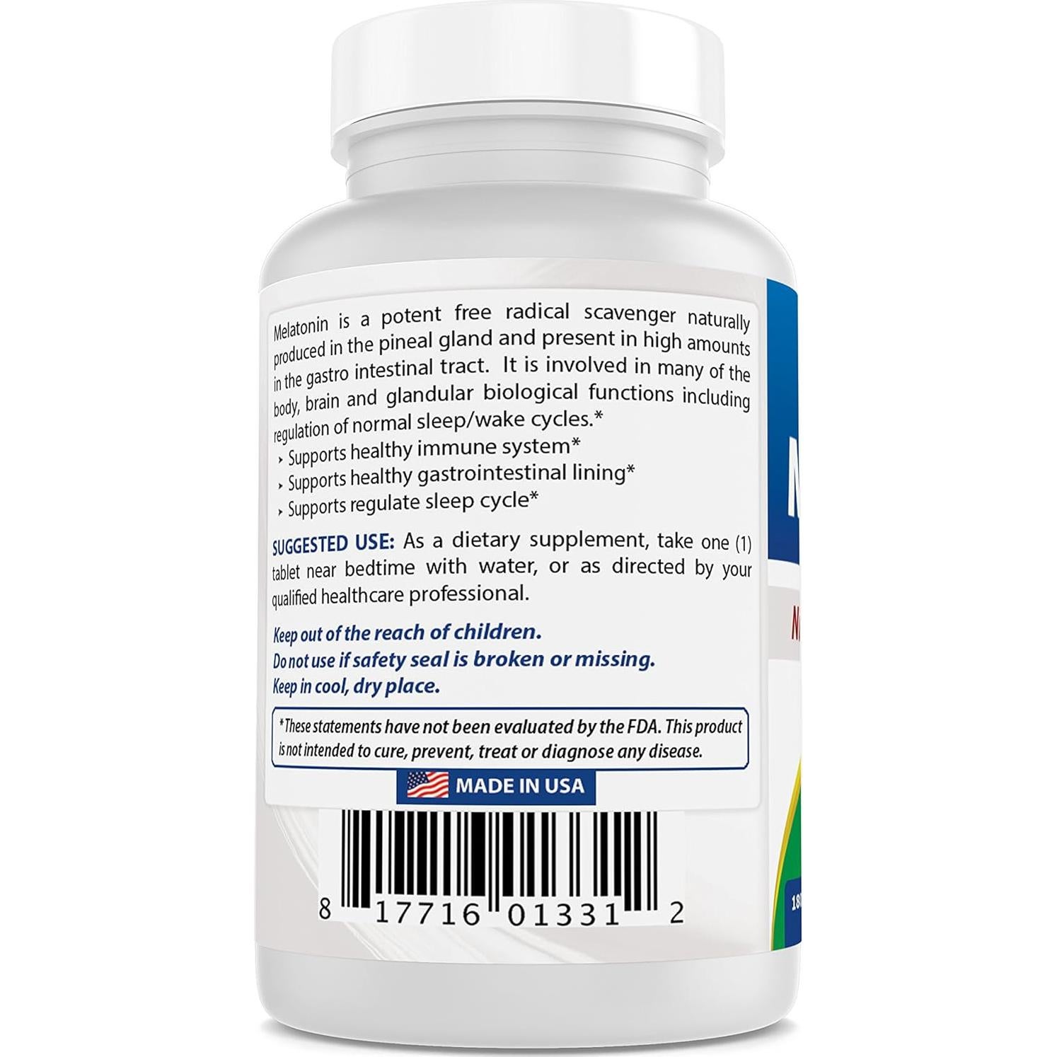 Melatonina 5 mg Mejores Naturales 180 Tabletas Sin Gluten