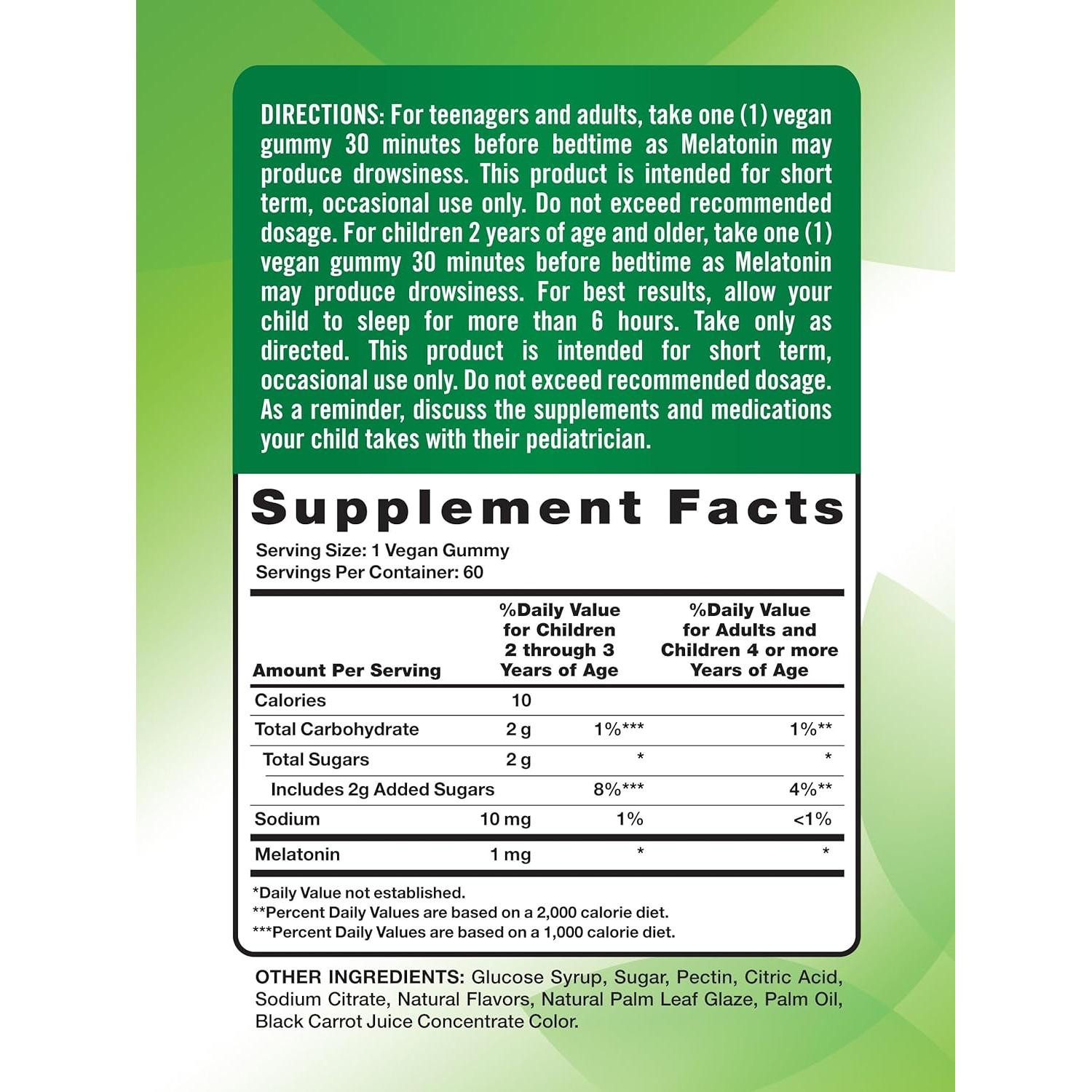 Gomitas de Melatonina Veganas Verdad de la Naturaleza 1mg 60 Unidades