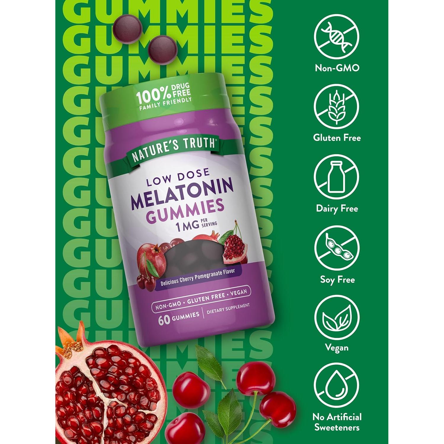 Gomitas de Melatonina Veganas Verdad de la Naturaleza 1mg 60 Unidades