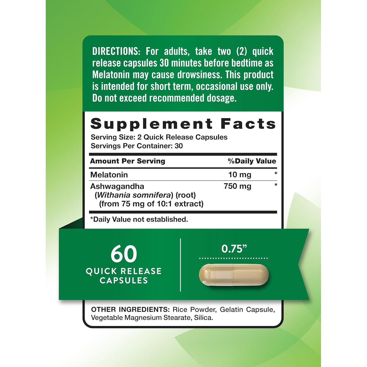 Melatonina 10mg + Ashwagandha 750mg La Verdad de la Naturaleza