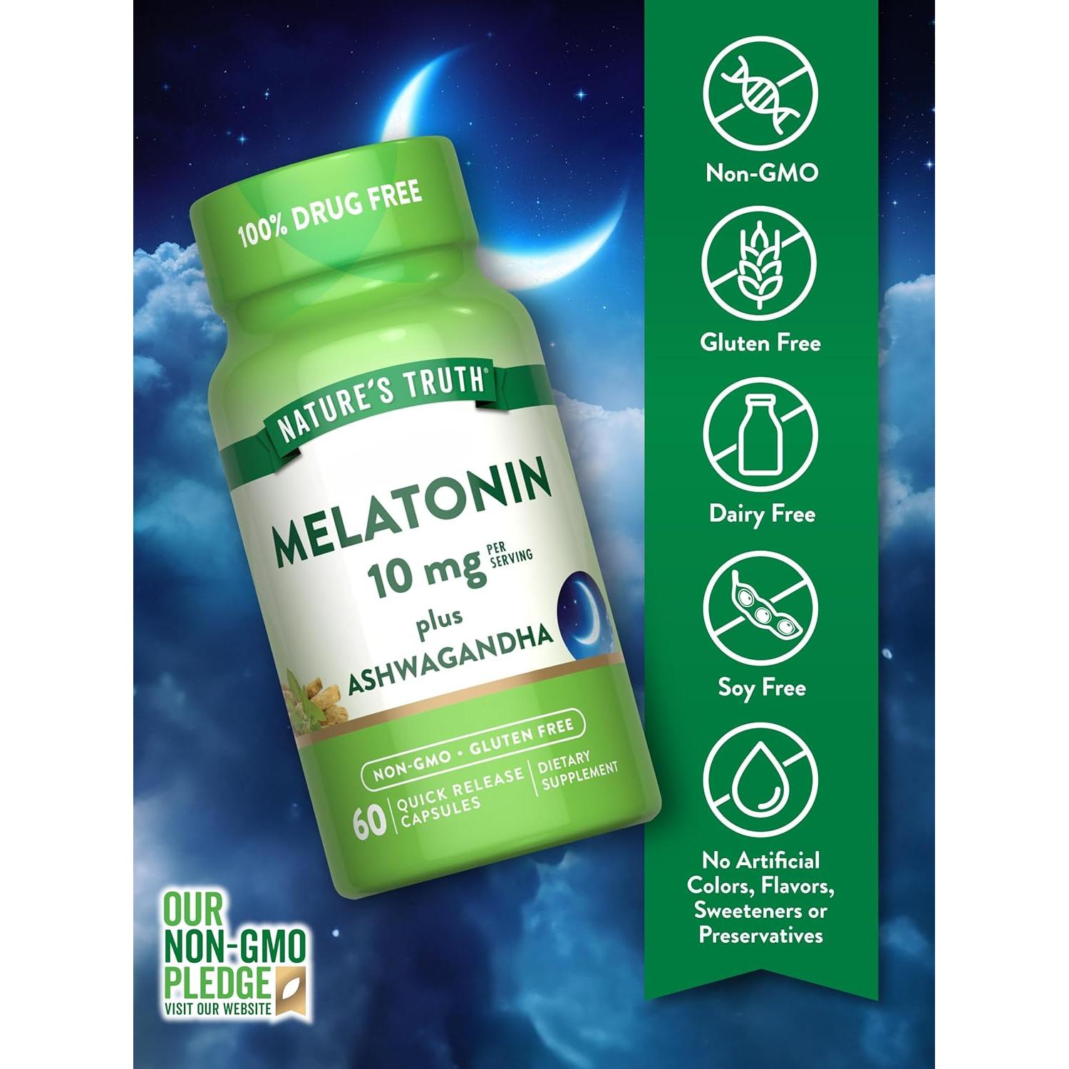 Melatonina 10mg + Ashwagandha 750mg La Verdad de la Naturaleza