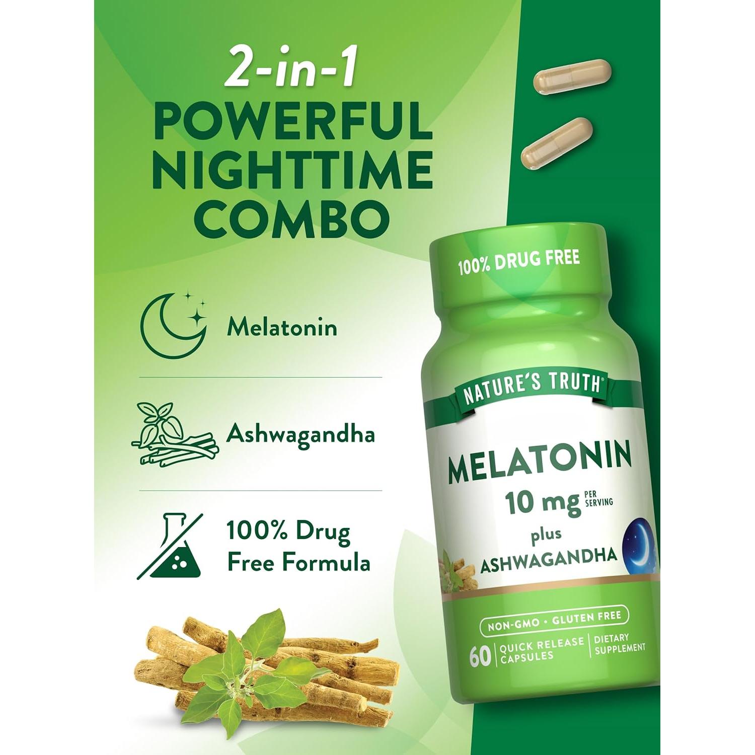 Melatonina 10mg + Ashwagandha 750mg La Verdad de la Naturaleza