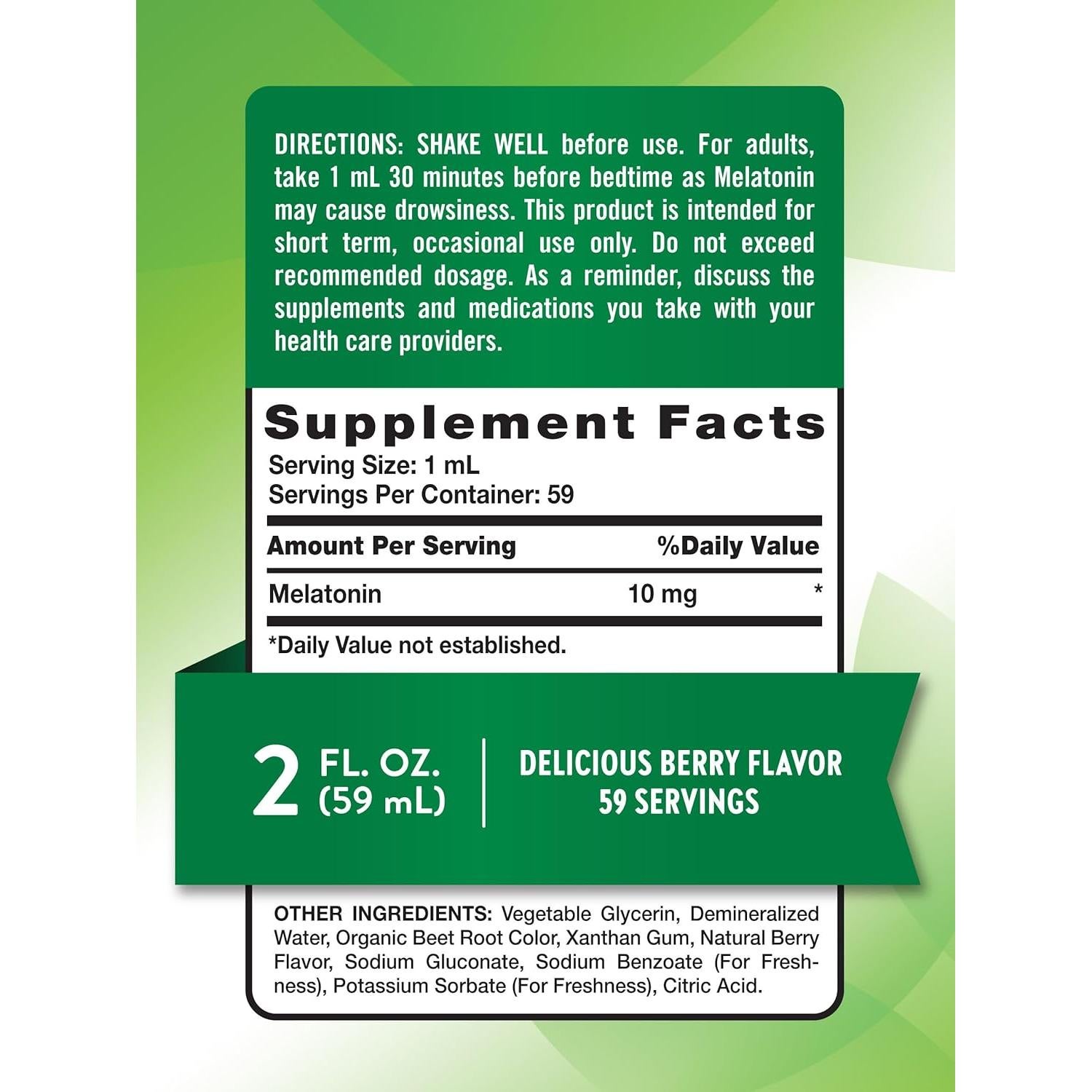 Melatonina Líquida 10 mg Verdad de la Naturaleza 59 ml Sabor Baya