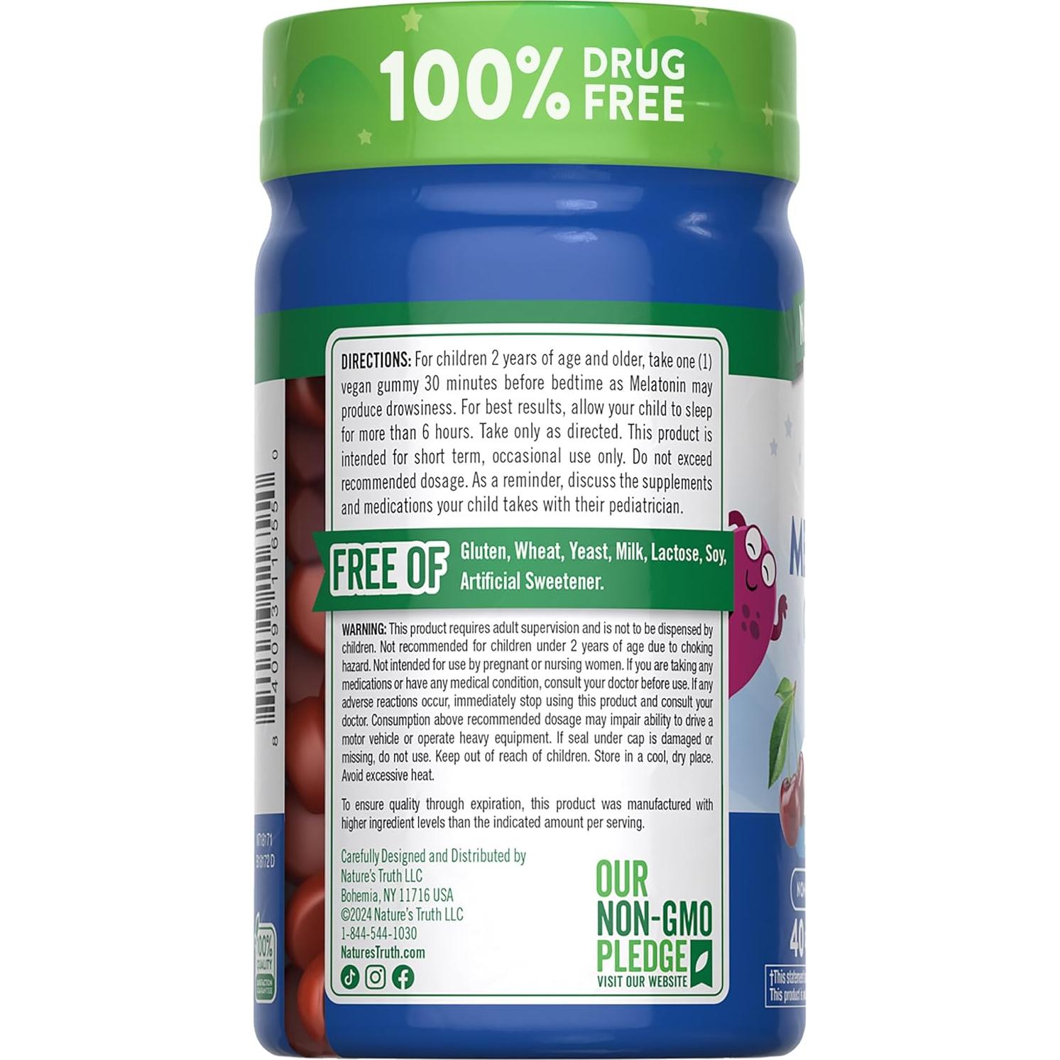 Gomitas de Melatonina para Niños Nature's Truth 1mg 40 Unidades