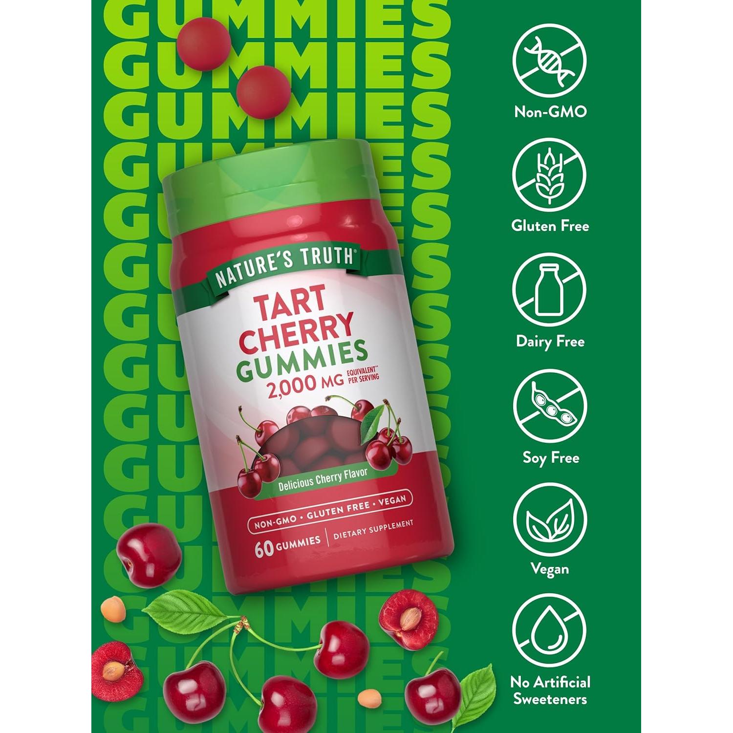 Gomitas de Cereza Ácida Nature's Truth 2000mg 60 Unidades Veganas