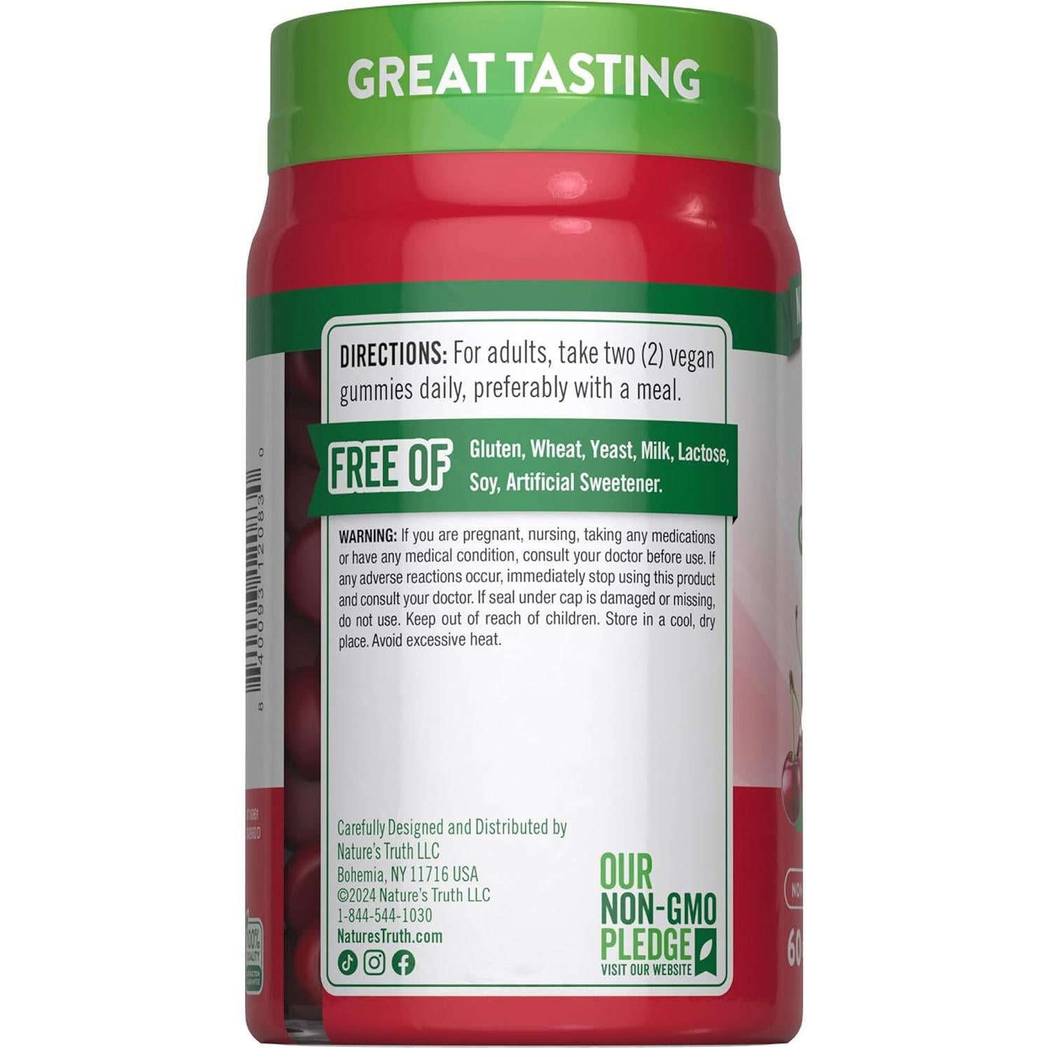 Gomitas de Cereza Ácida Nature's Truth 2000mg 60 Unidades Veganas