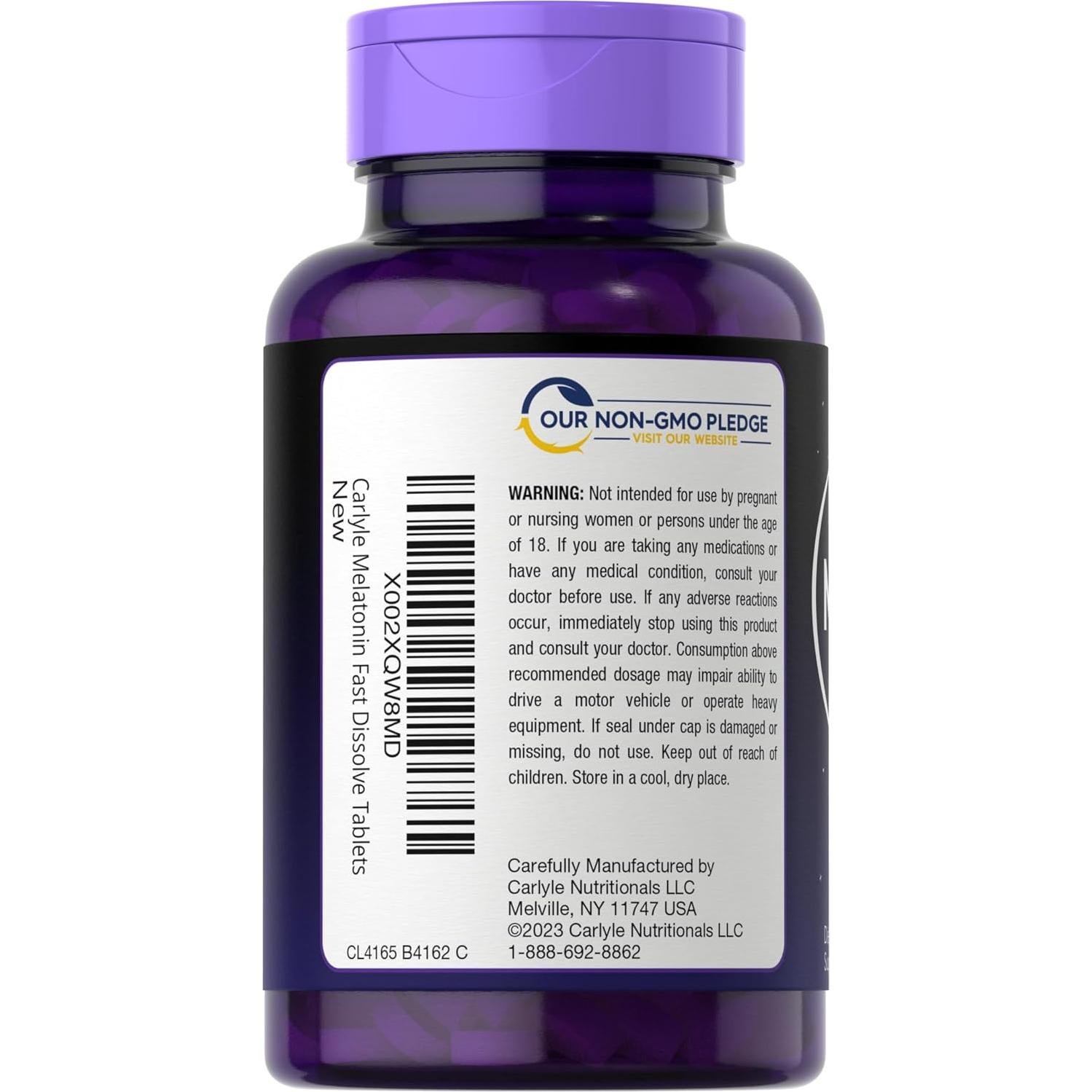 Melatonina 3mg Carlyle Tabletas Rápidas Veganas 250 Conteo