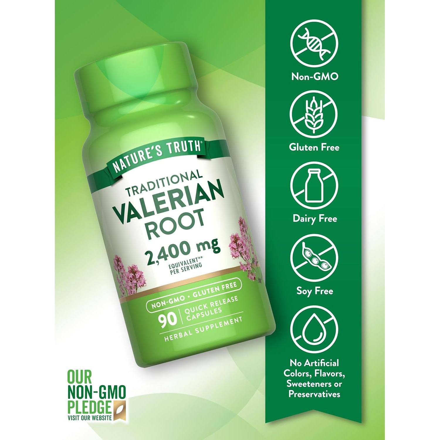 Cápsulas de Raíz de Valeriana La Verdad de la Naturaleza 2400mg 90 Unidades