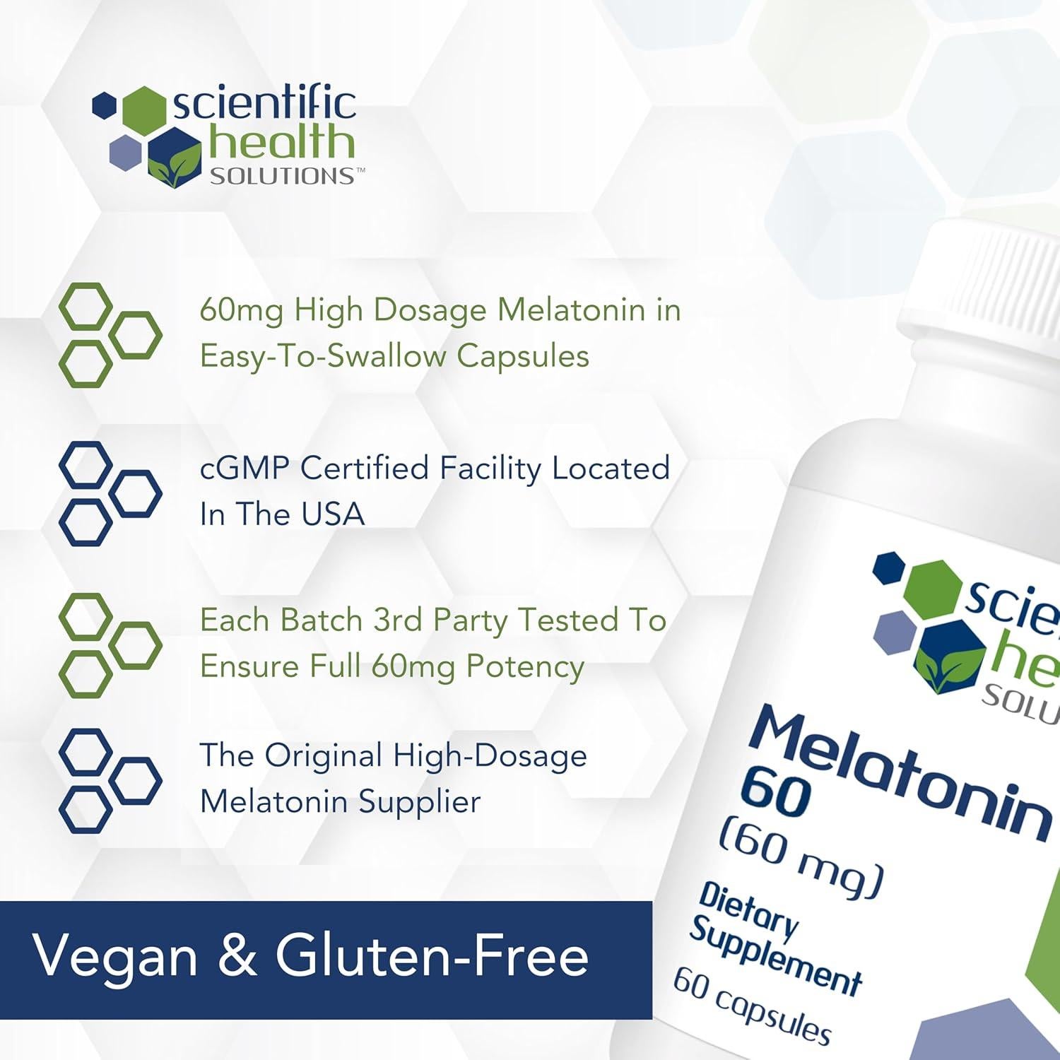 Melatonina 60mg Cápsulas Veganas Sin Gluten - Soluciones de Salud Científica