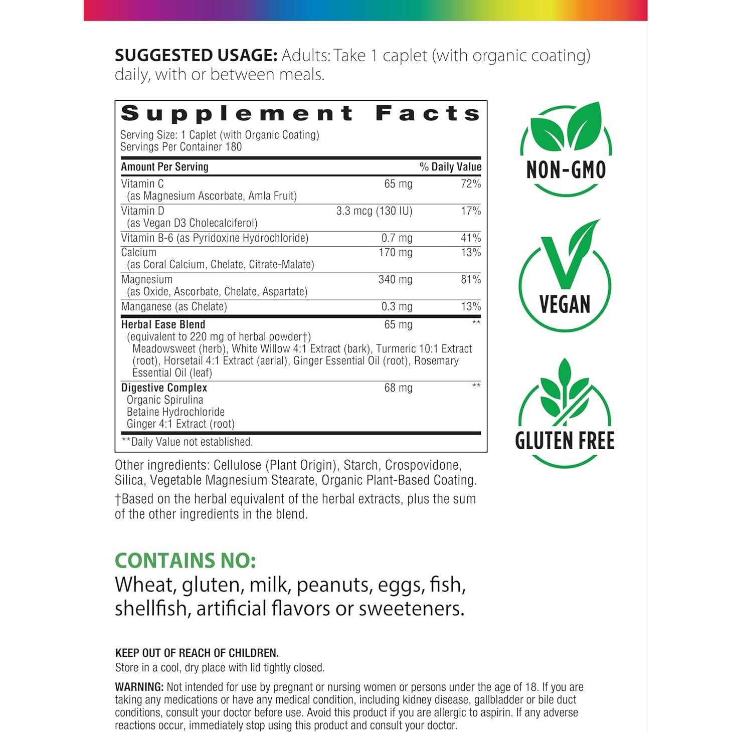 Tabletas de Magnesio y Calcio Rainbow Light 180 unidades