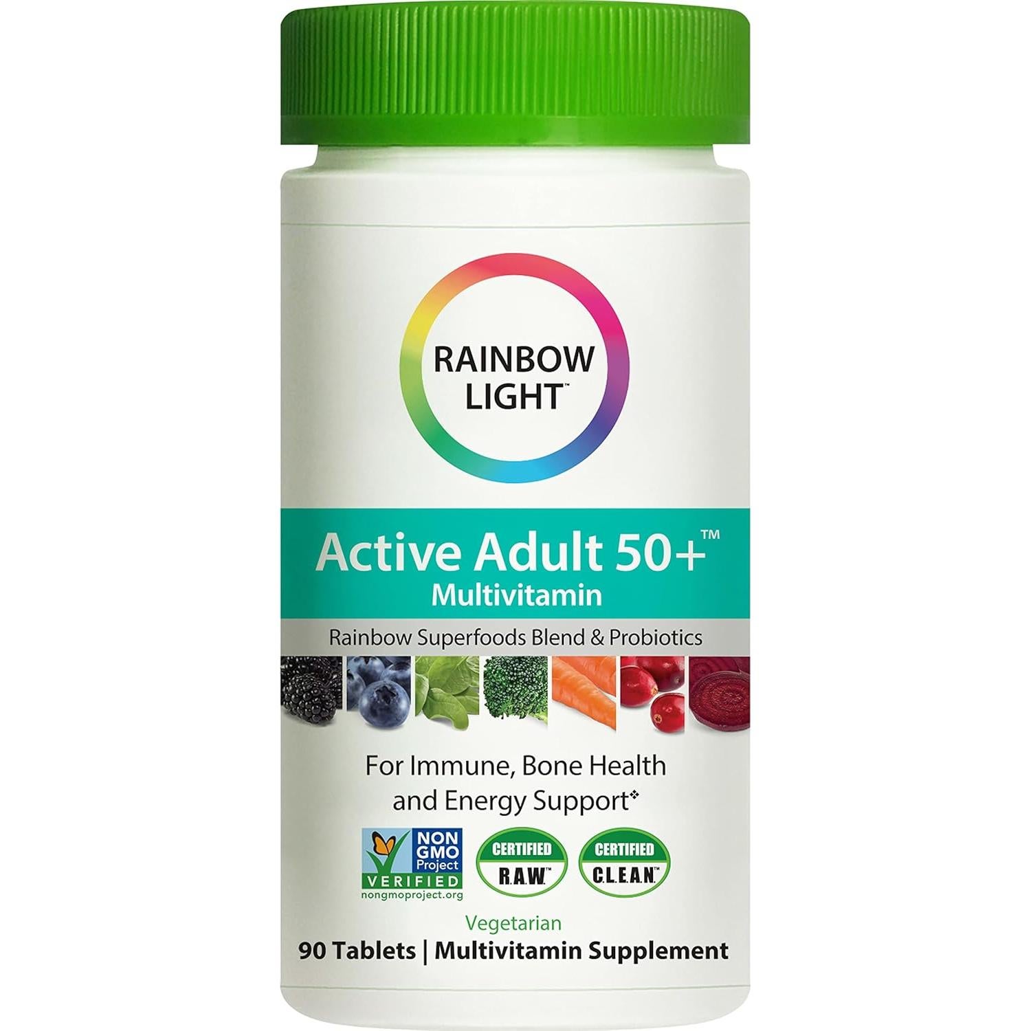 Multivitamina Rainbow Light Adulto Activo 50+, 90 Tabletas