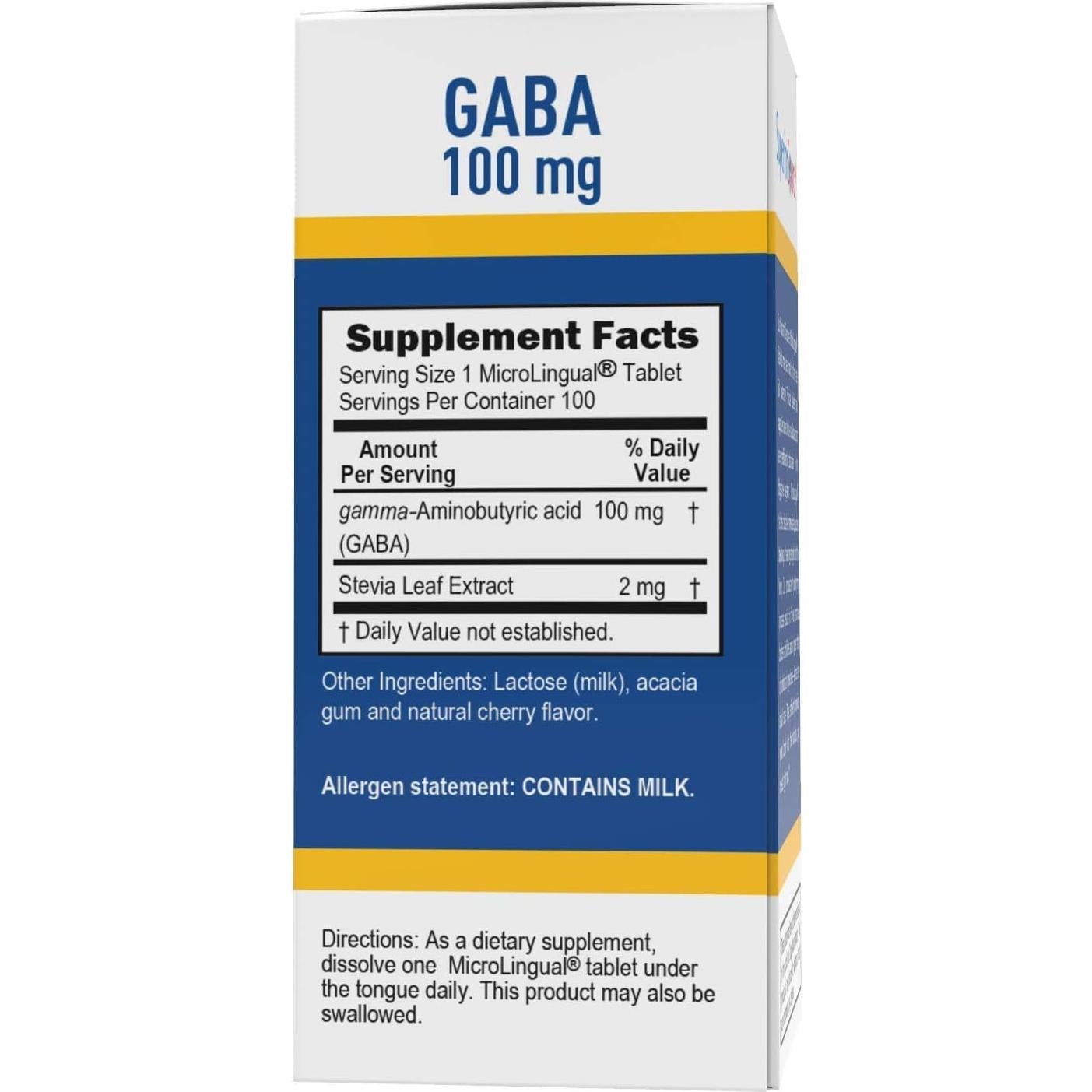 Tabletas MicroLinguales GABA 100 mg Superior Source - 100 Unidades