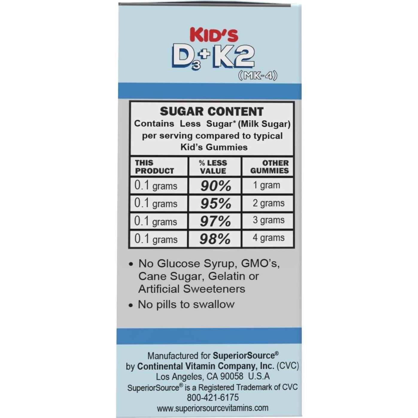 Multivitamínico Infantil D3 y K2 Superior Source - 60 Tabletas
