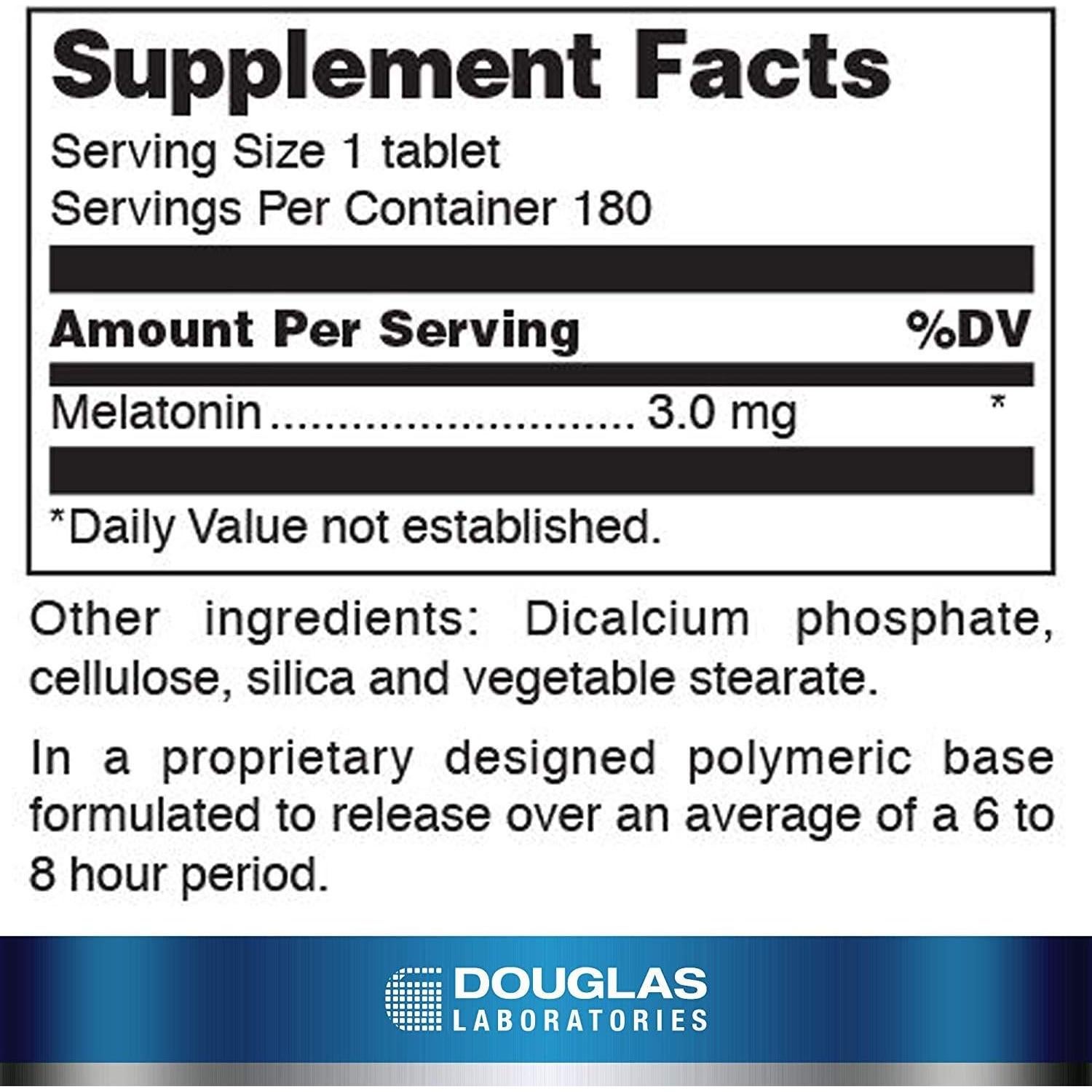 Melatonina Liberación Prolongada Douglas Laboratories 3 mg - 180 Tabletas