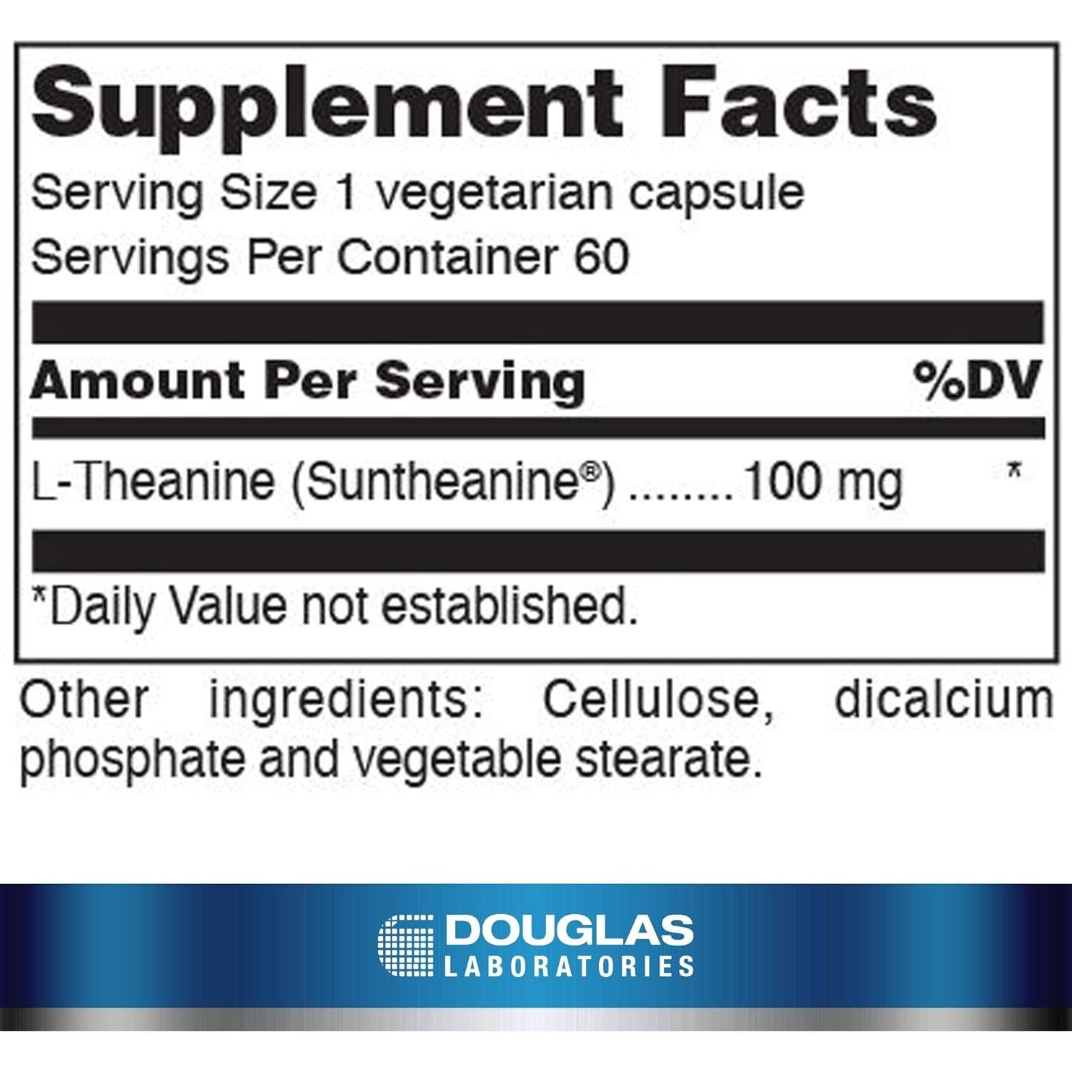 L-Theanine Douglas Laboratories 100 mg 60 Cápsulas Vegetarianas