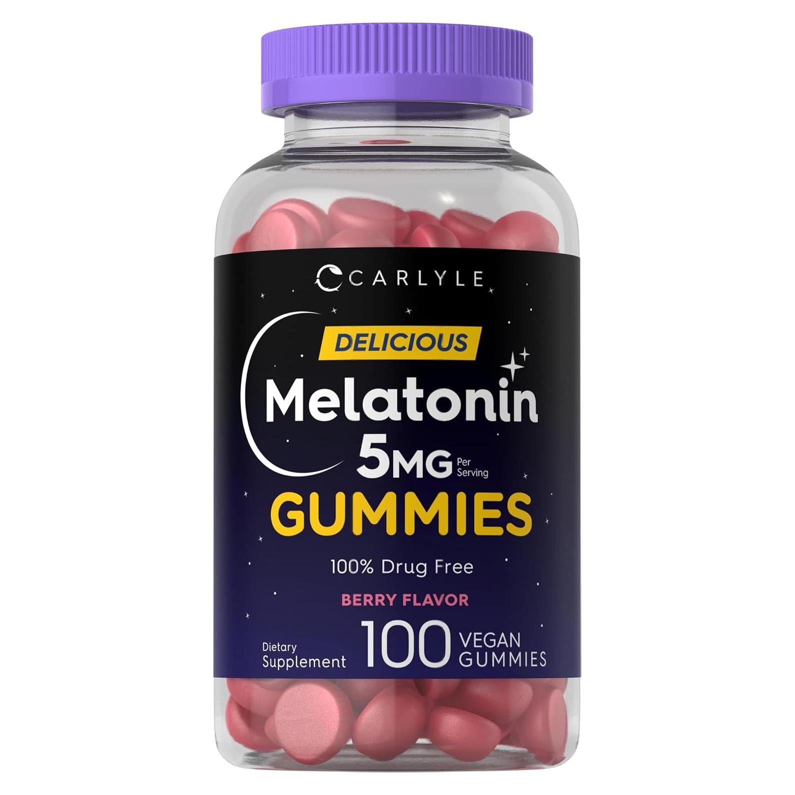 Gomitas de Melatonina Carlyle 5mg Sabor Baya 100% Veganas 100 Unidades