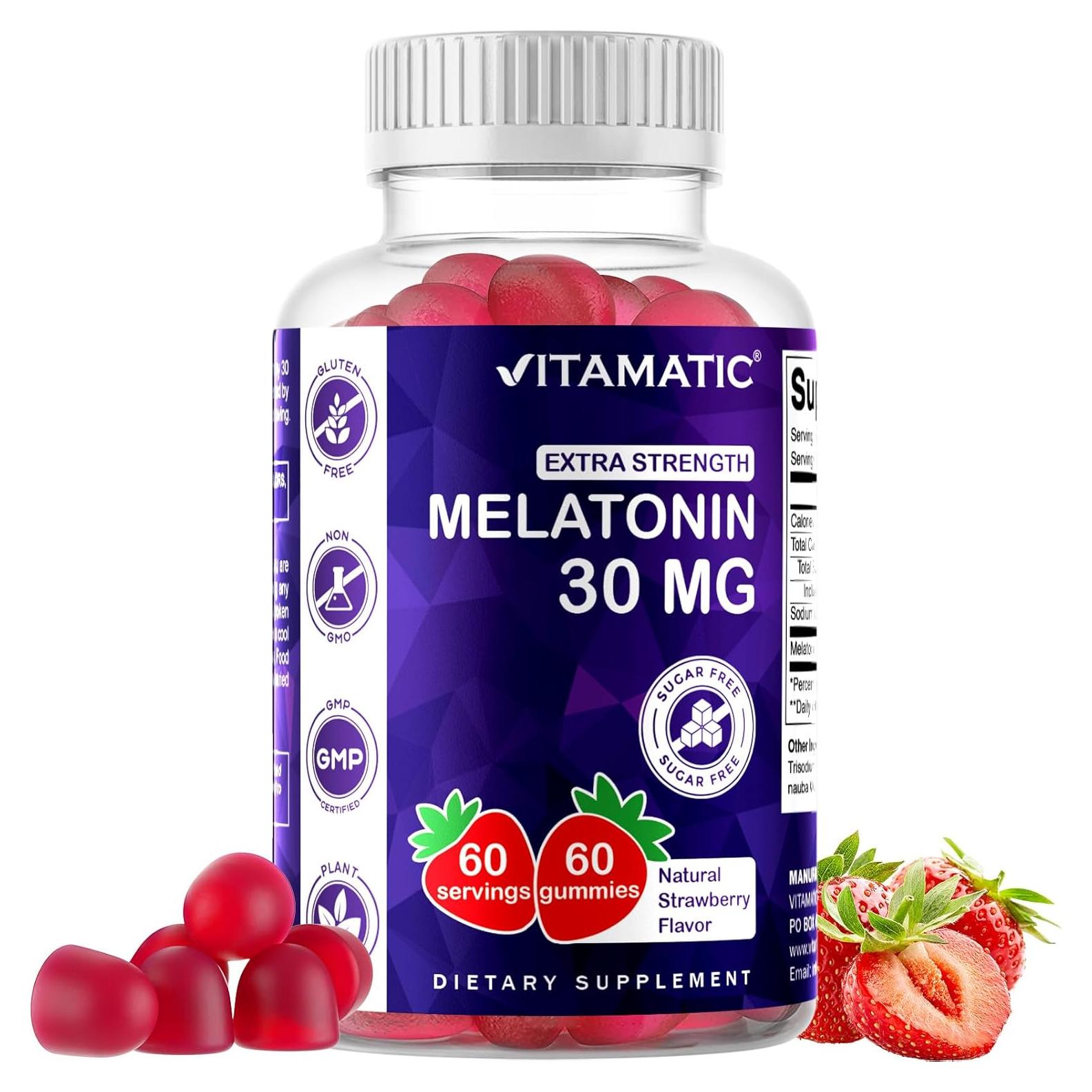 Gummies de Melatonina Vitamatic 30mg Sin Azúcar 60 Unidades