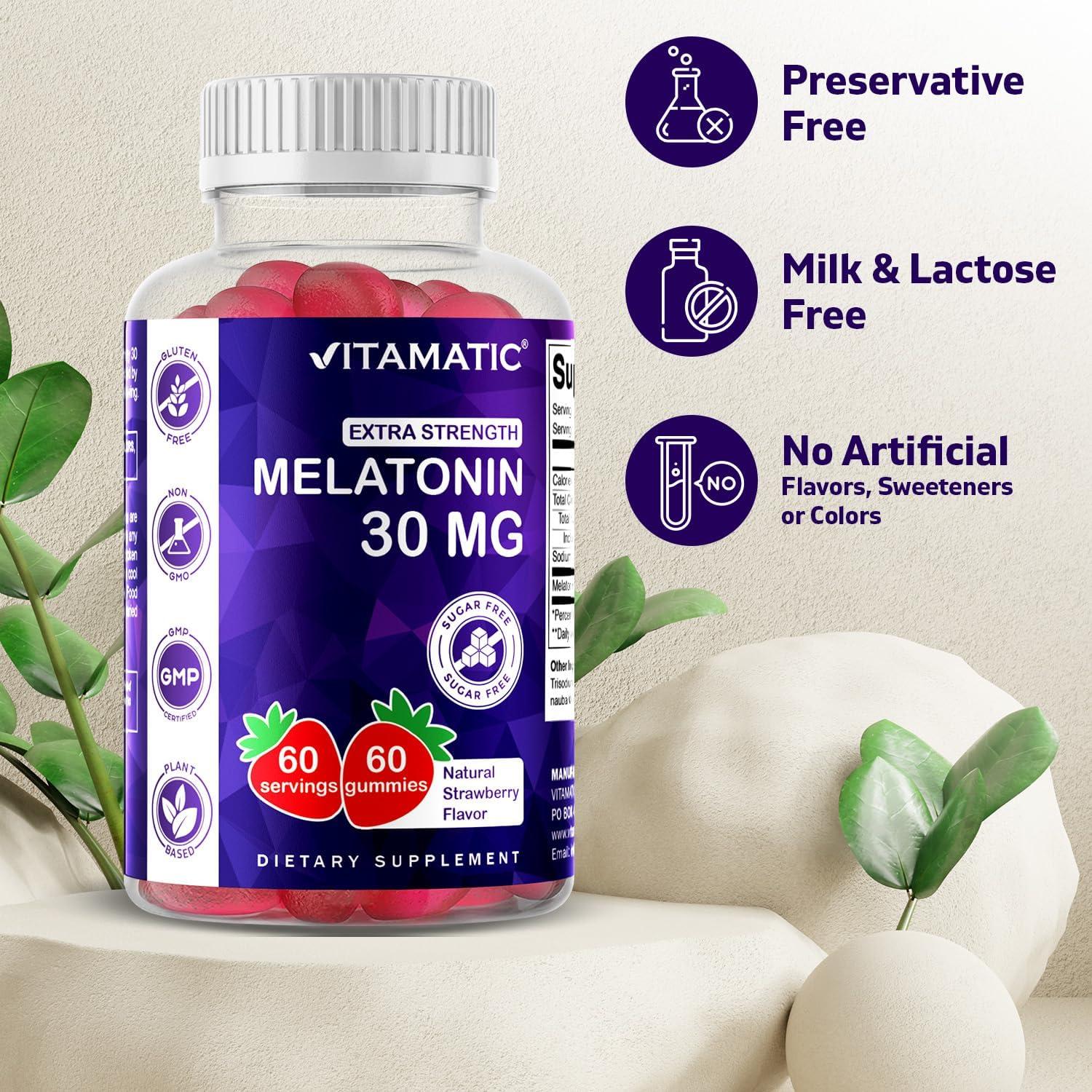 Gummies de Melatonina Vitamatic 30mg Sin Azúcar 60 Unidades