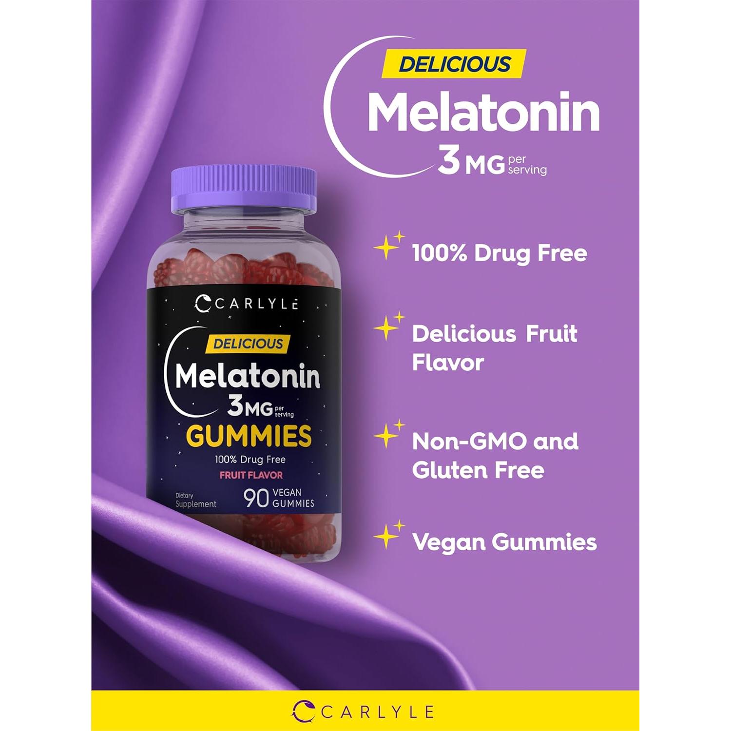 Gomitas de Melatonina Carlyle 3mg - 90 Unidades Veganas Sabor Fruta