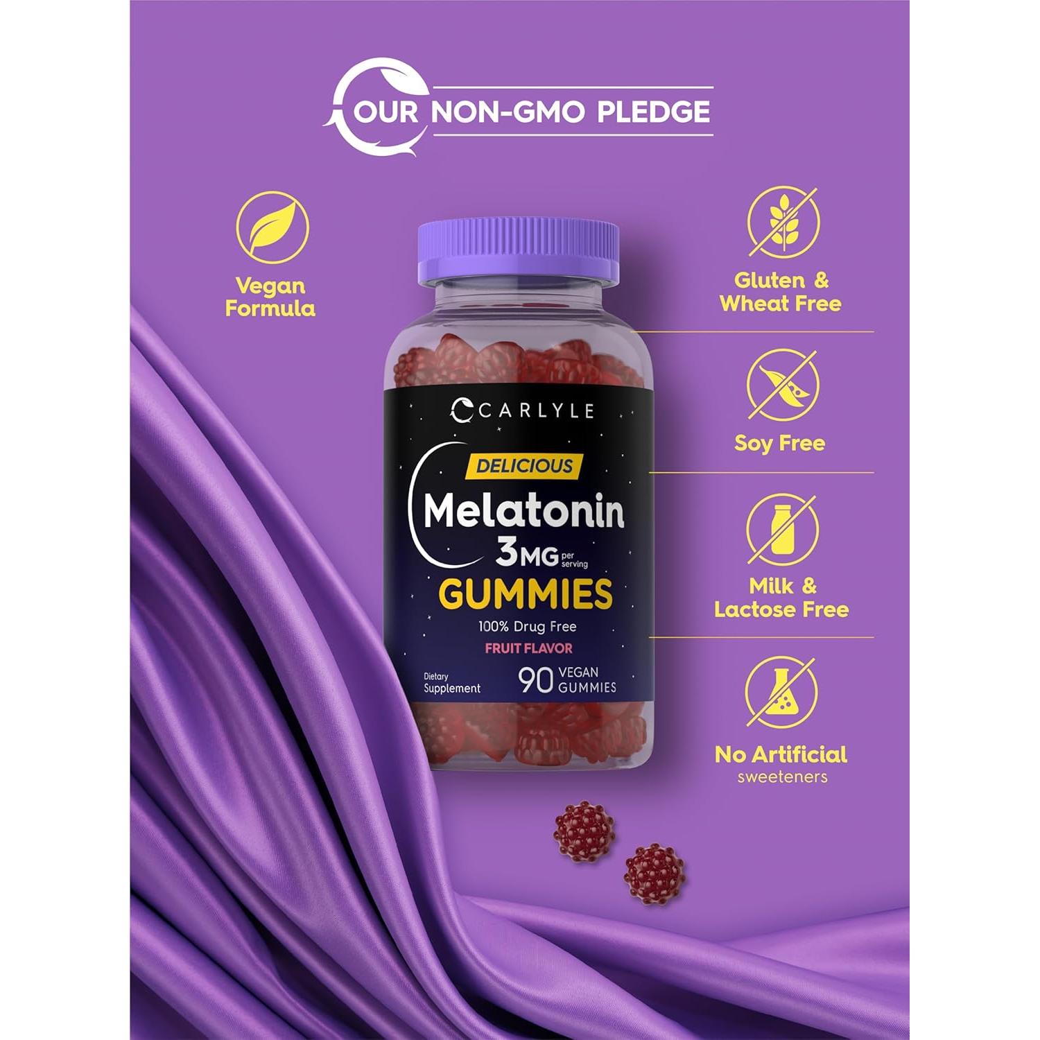 Gomitas de Melatonina Carlyle 3mg - 90 Unidades Veganas Sabor Fruta
