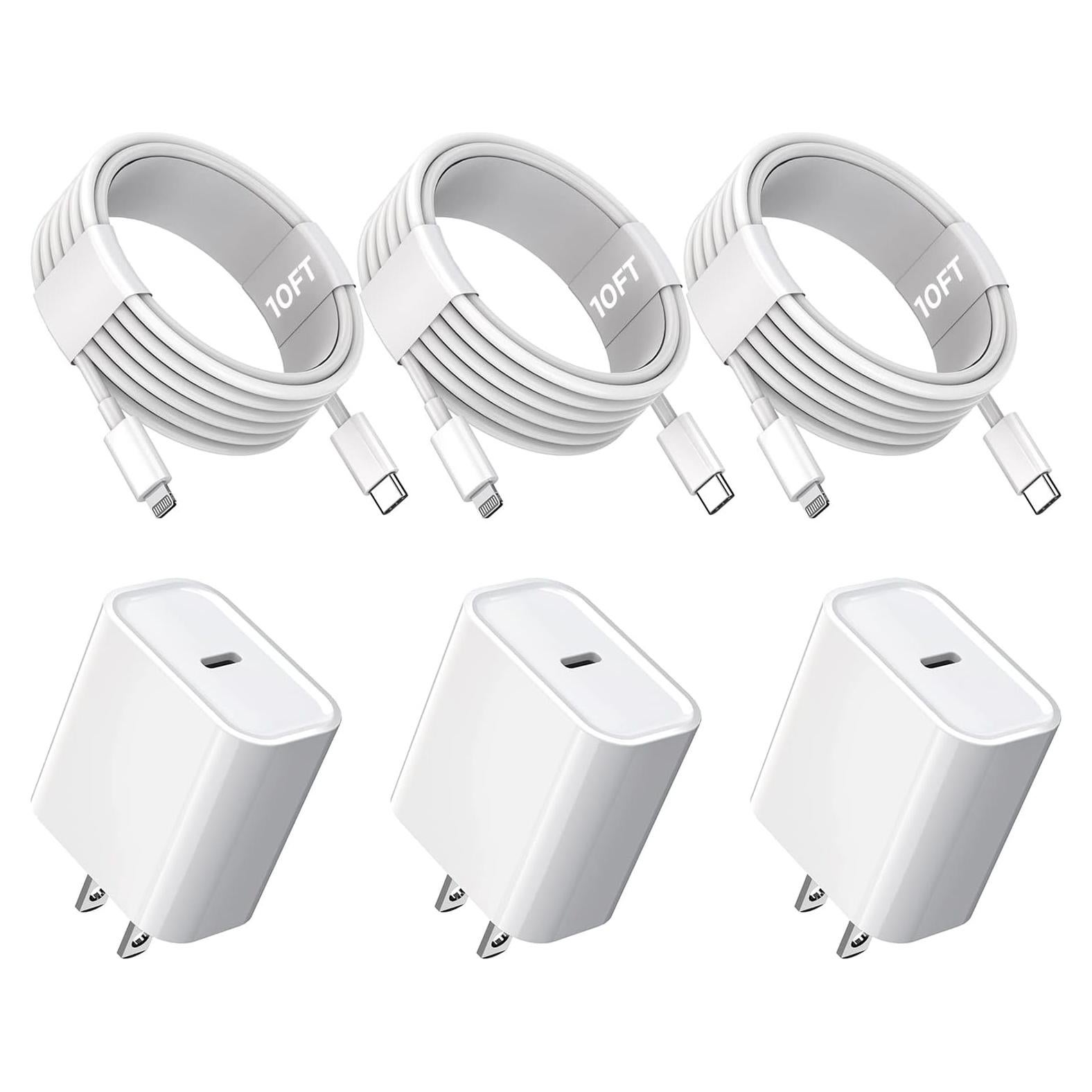 Paquete de 3 Cargadores Rápidos USB-C para iPhone 3m