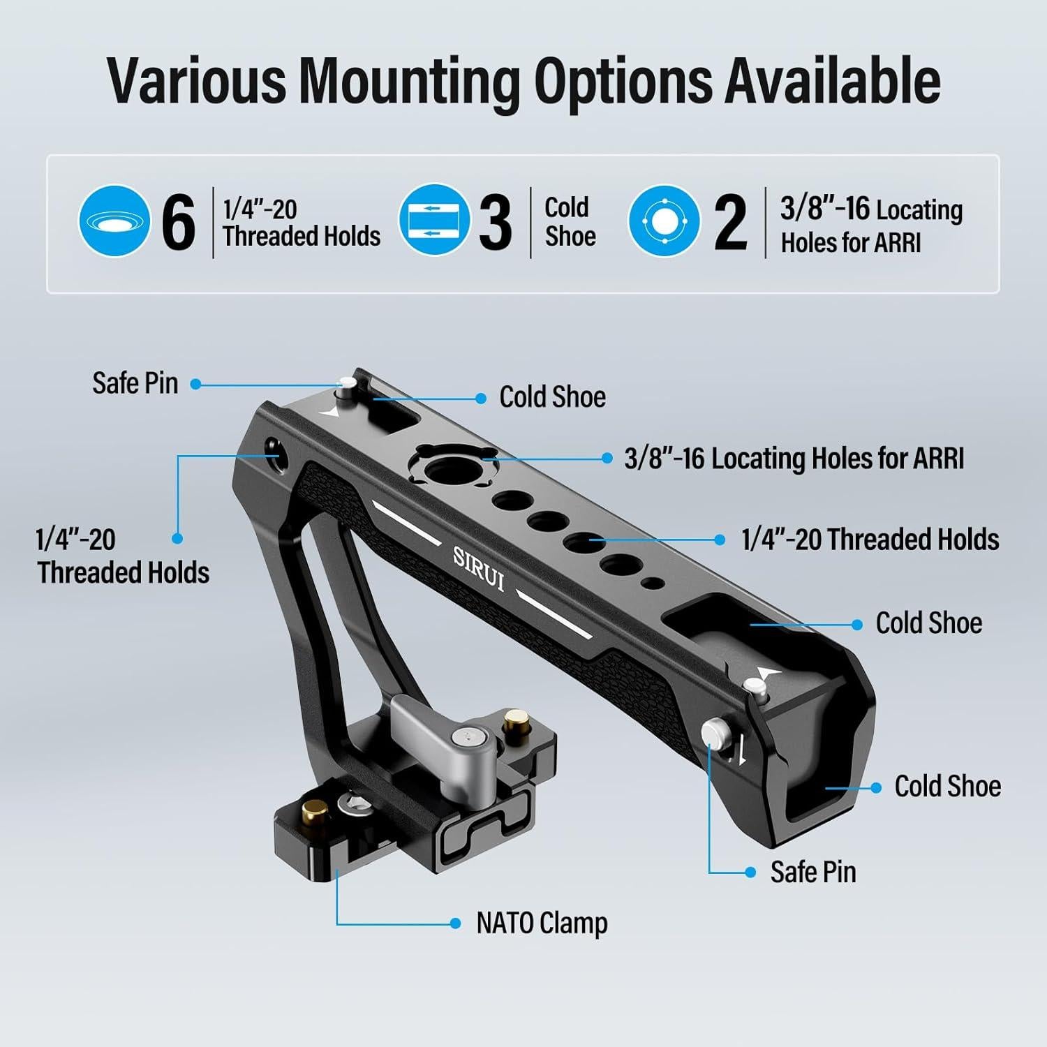 Mango Superior SIRUI SC-TH con Riel NATO y Zapatas Frías