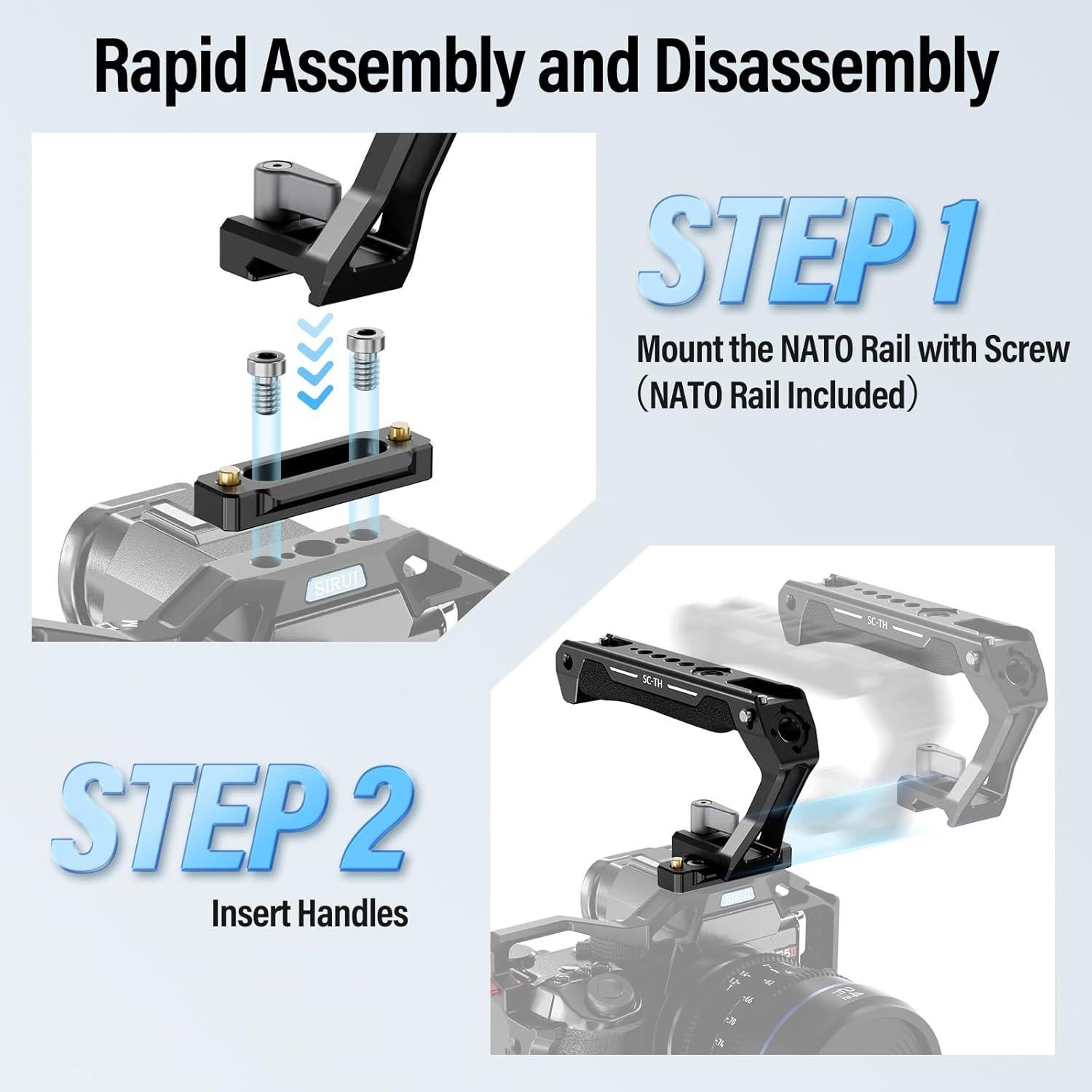 Mango Superior SIRUI SC-TH con Riel NATO y Zapatas Frías